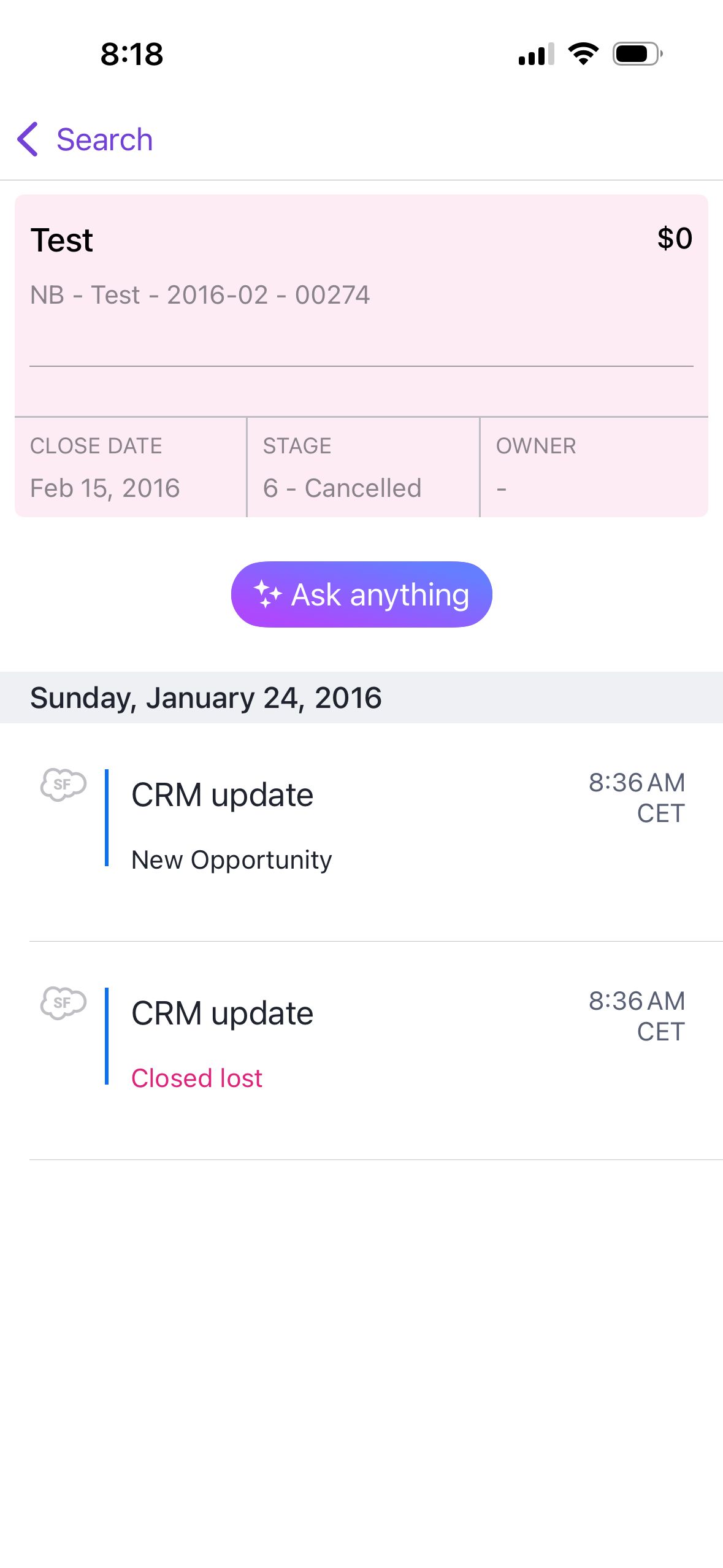 Activity Feed (Gong)