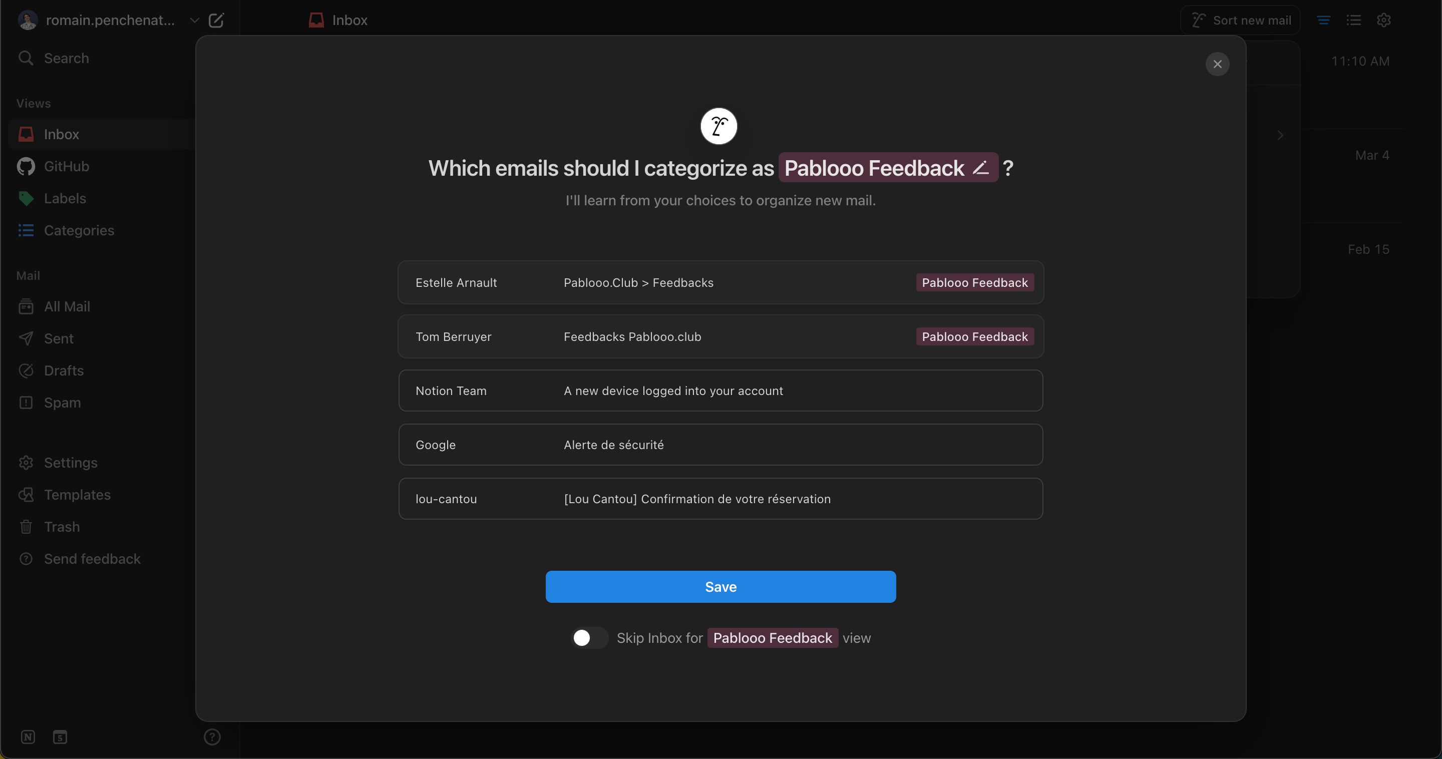 feedback (Notion Mail)