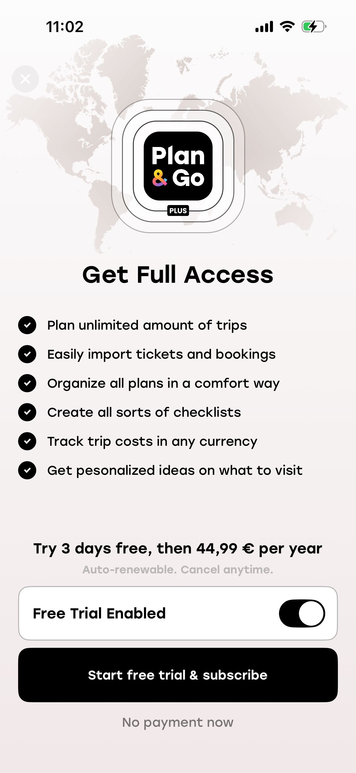 Subscription/Pricing (Plan & Go)