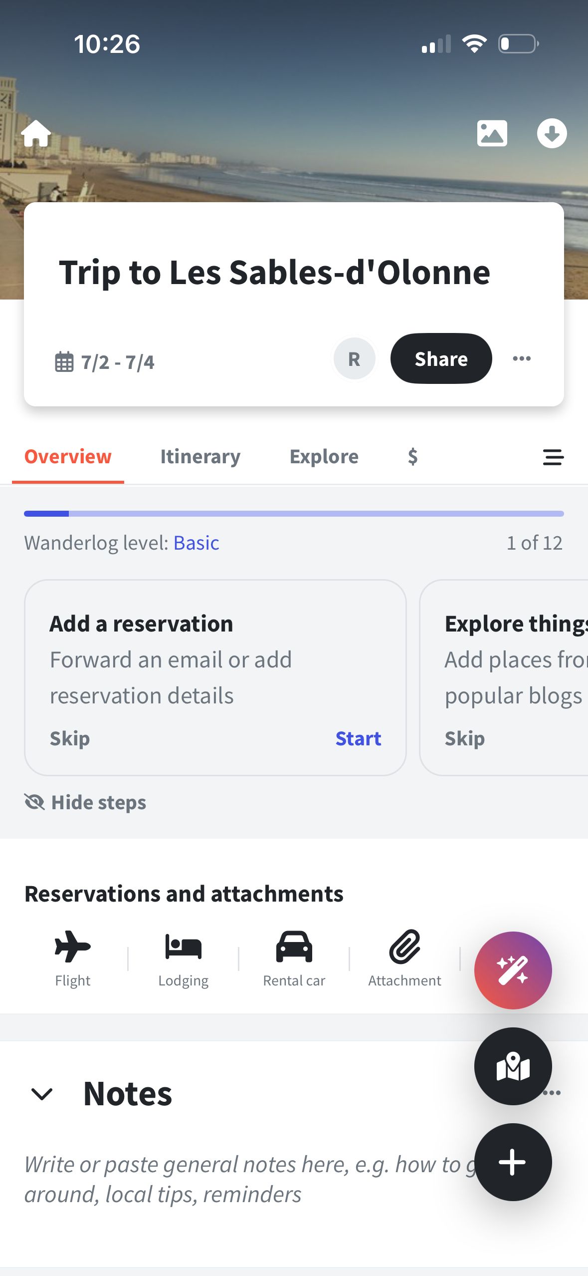 Trip Overview (Wanderlog)