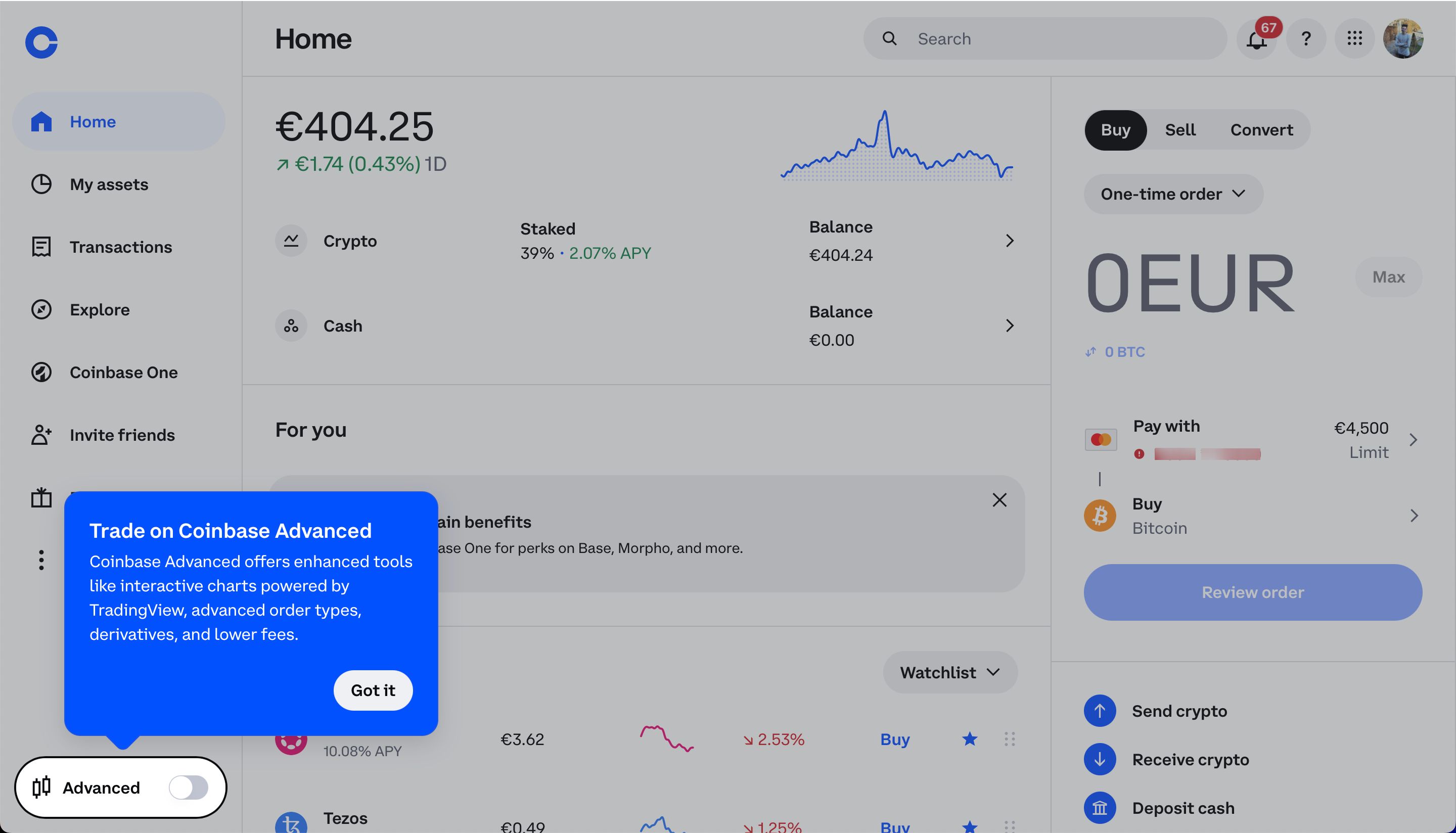 dashboard (Coinbase)
