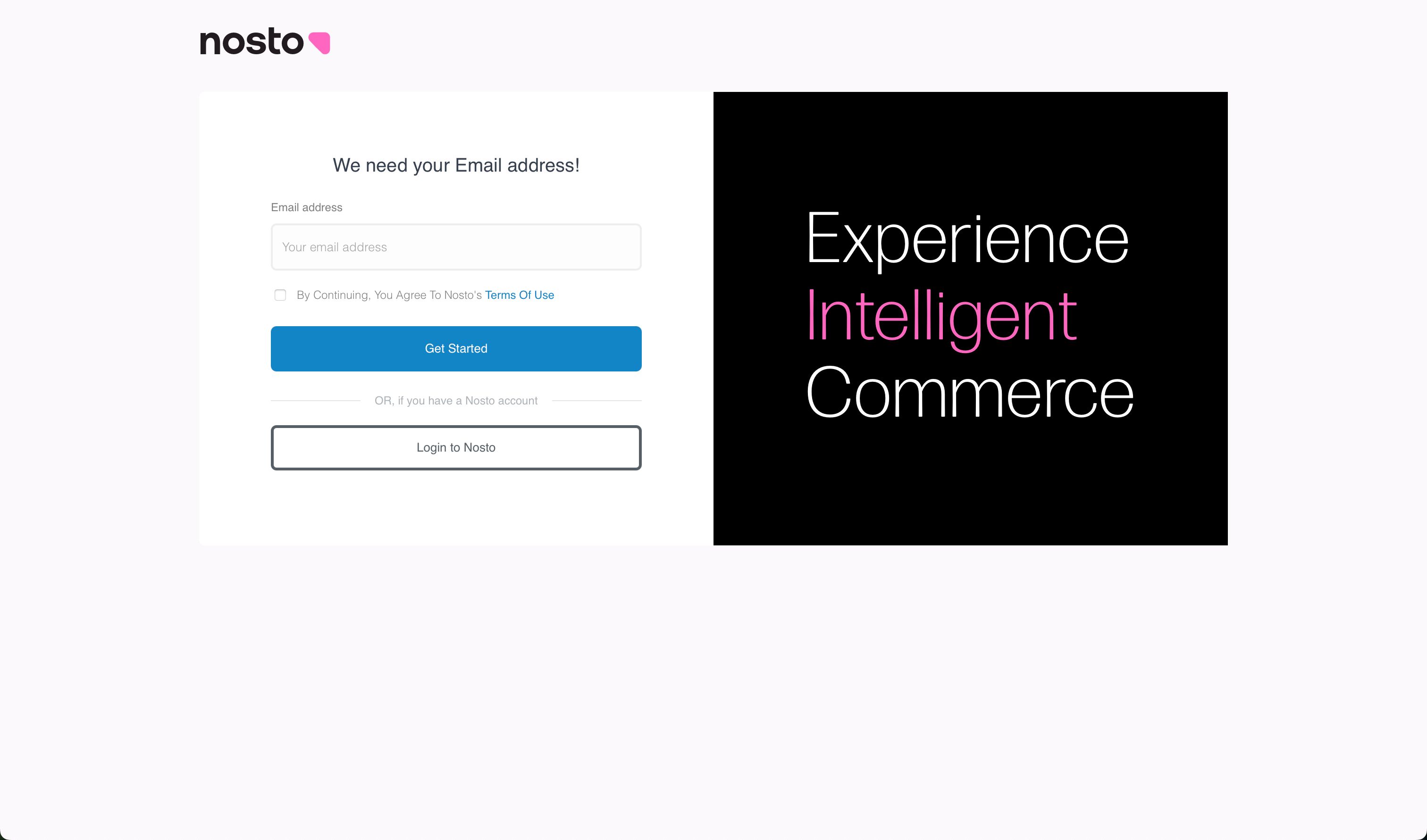 sign-up screen (Nosto)