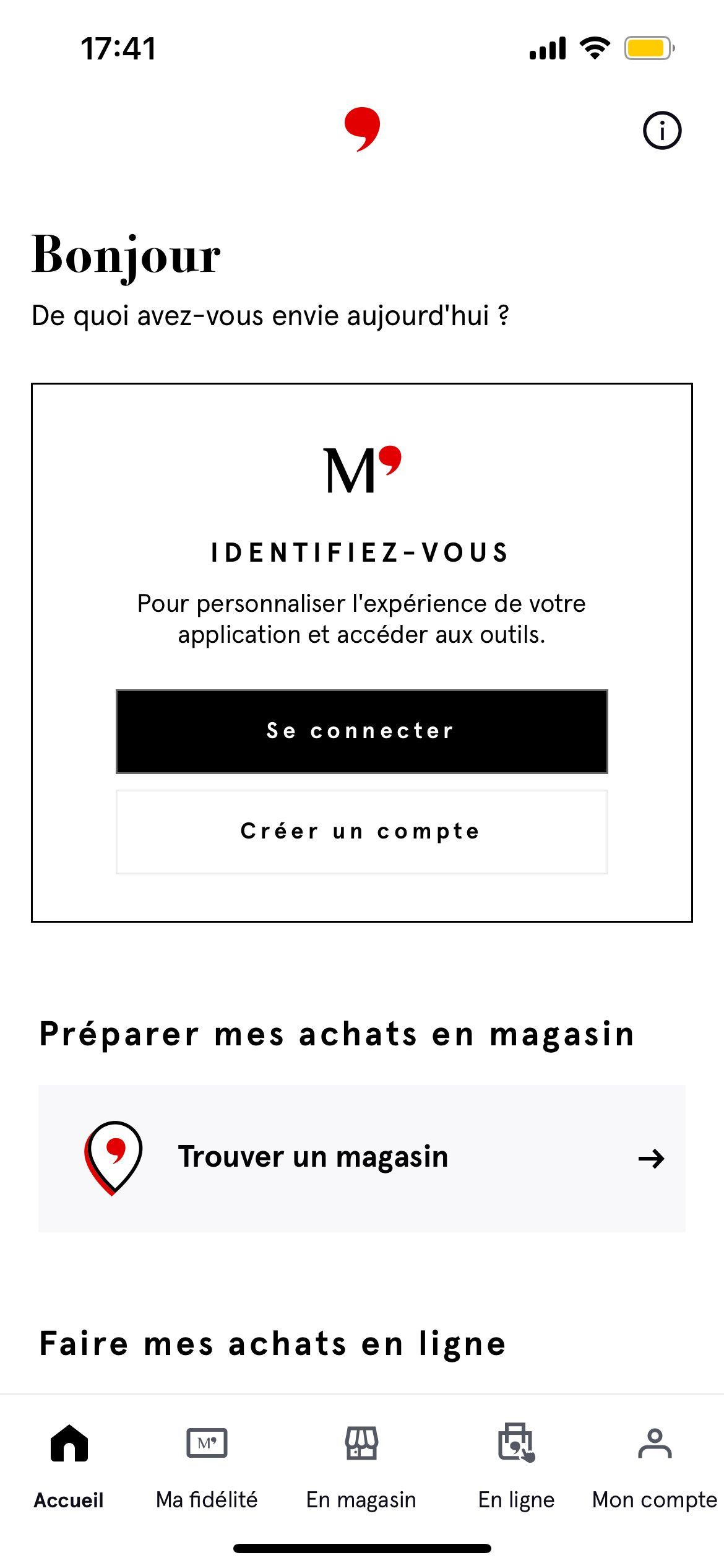 welcome (Application de Shopping)