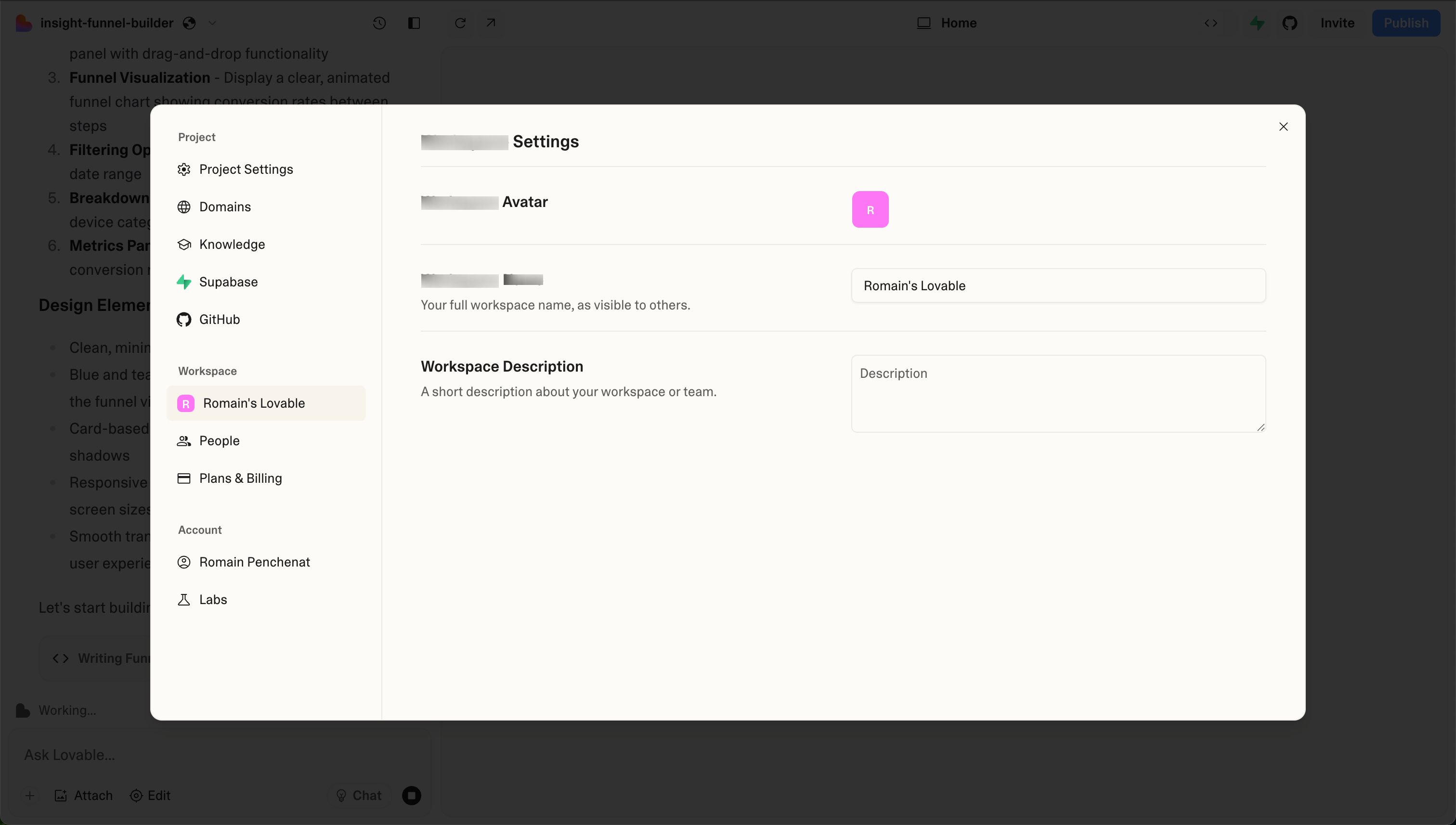 Settings Panel (Lovable)