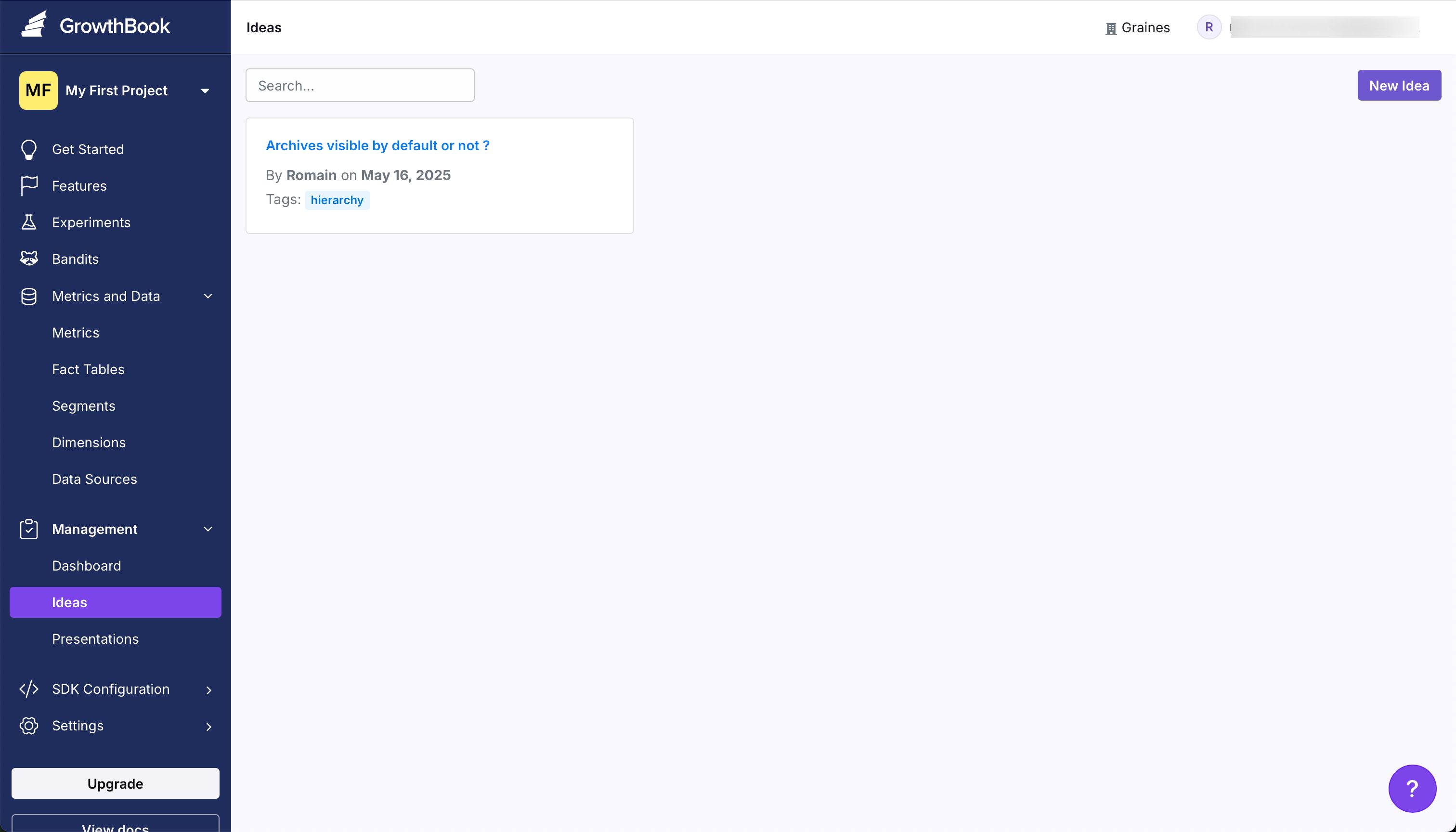 dashboard (Growthbook)