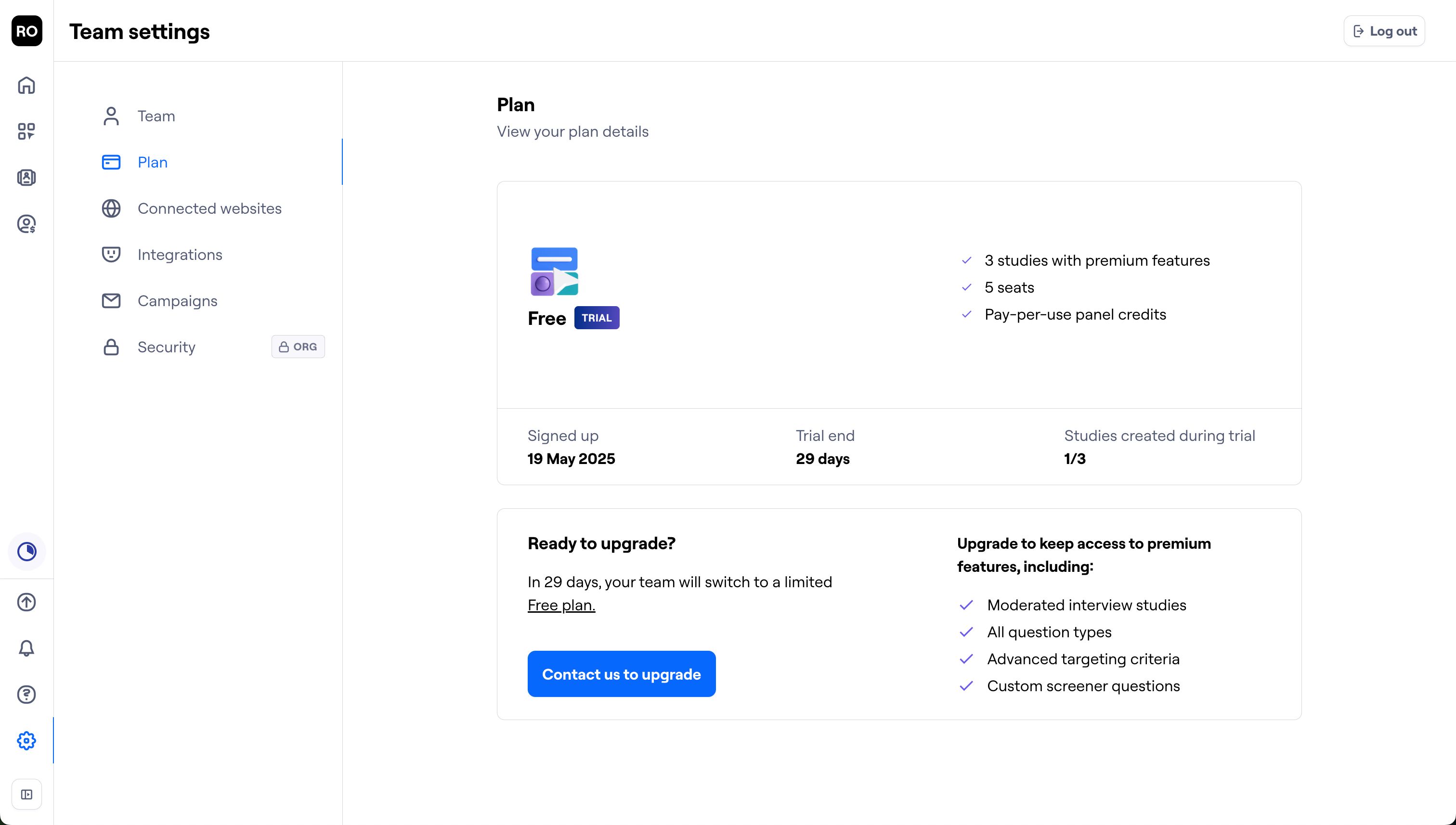 Settings / Subscription Plan (Maze)