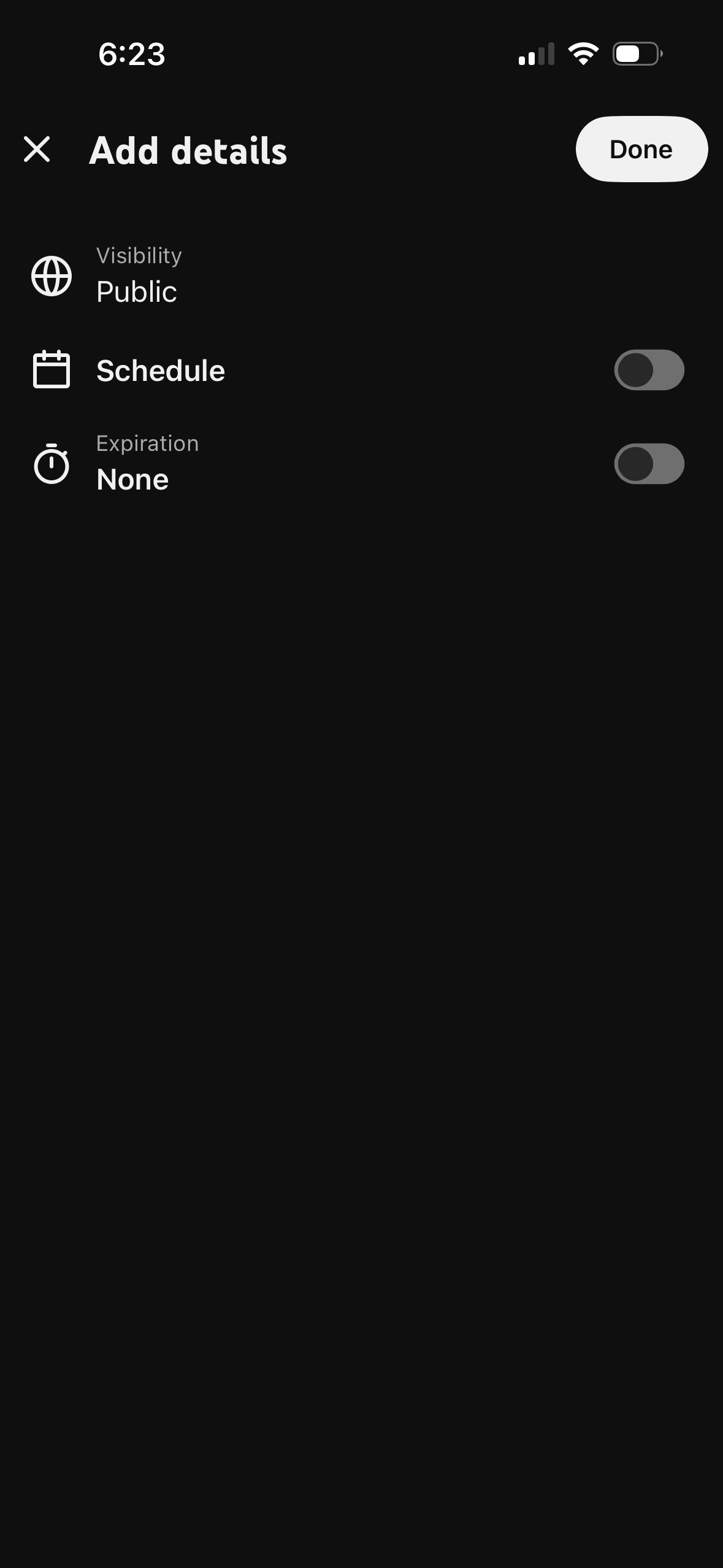 Settings Screen (Youtube)