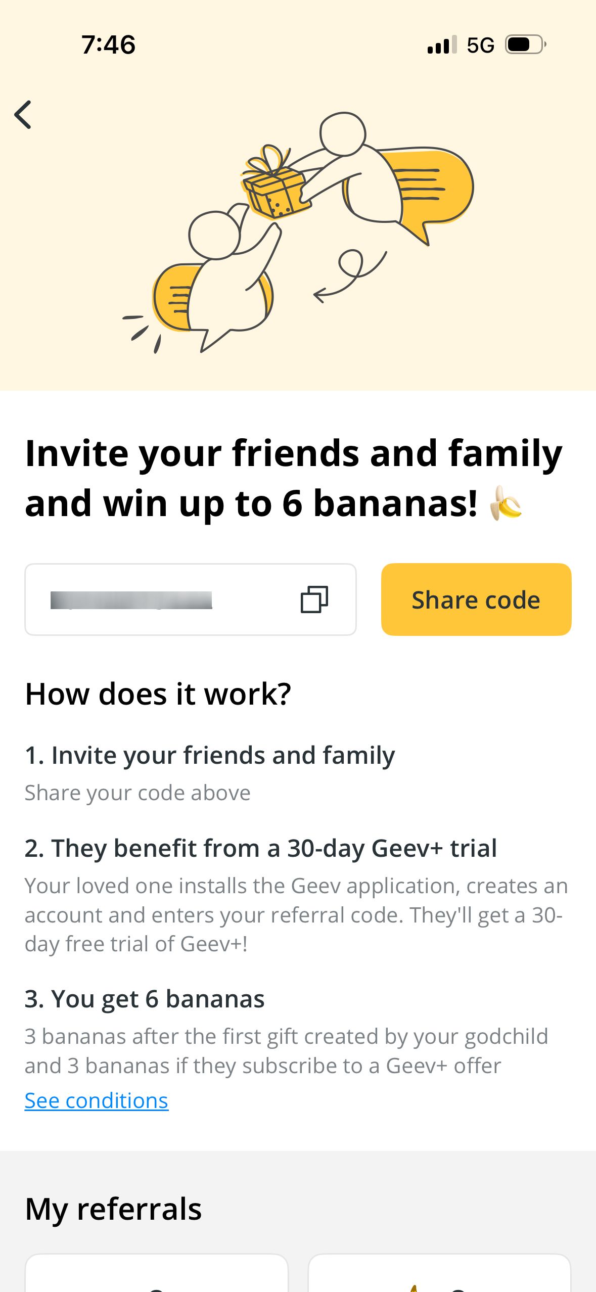 Referral/Invite Screen (Geev)