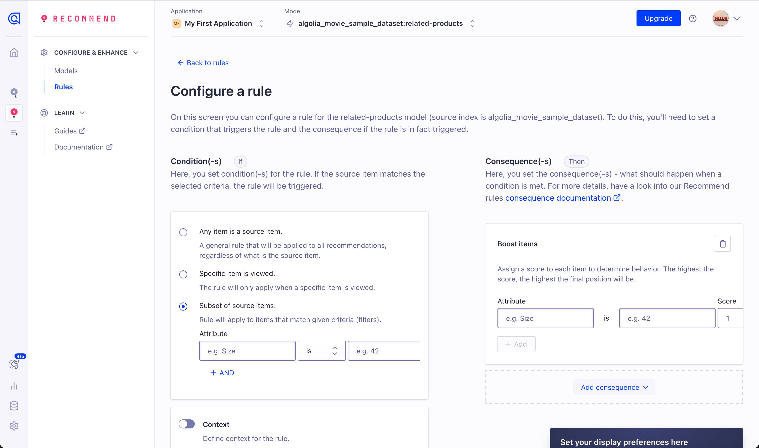 Configuration (Algolia)