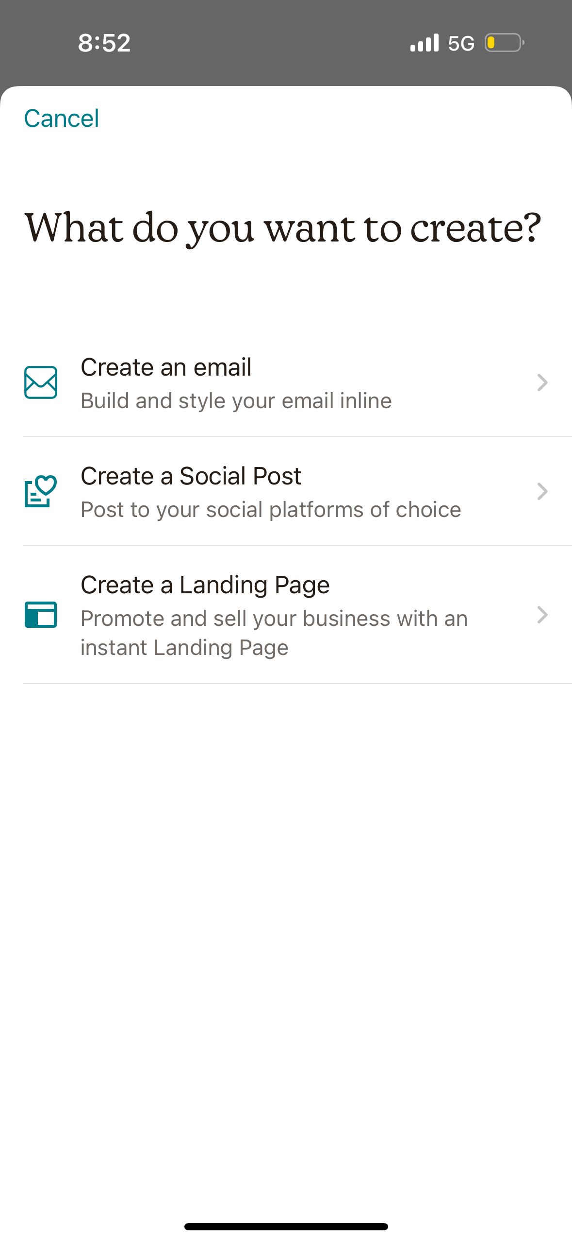 Menu (Mailchimp)