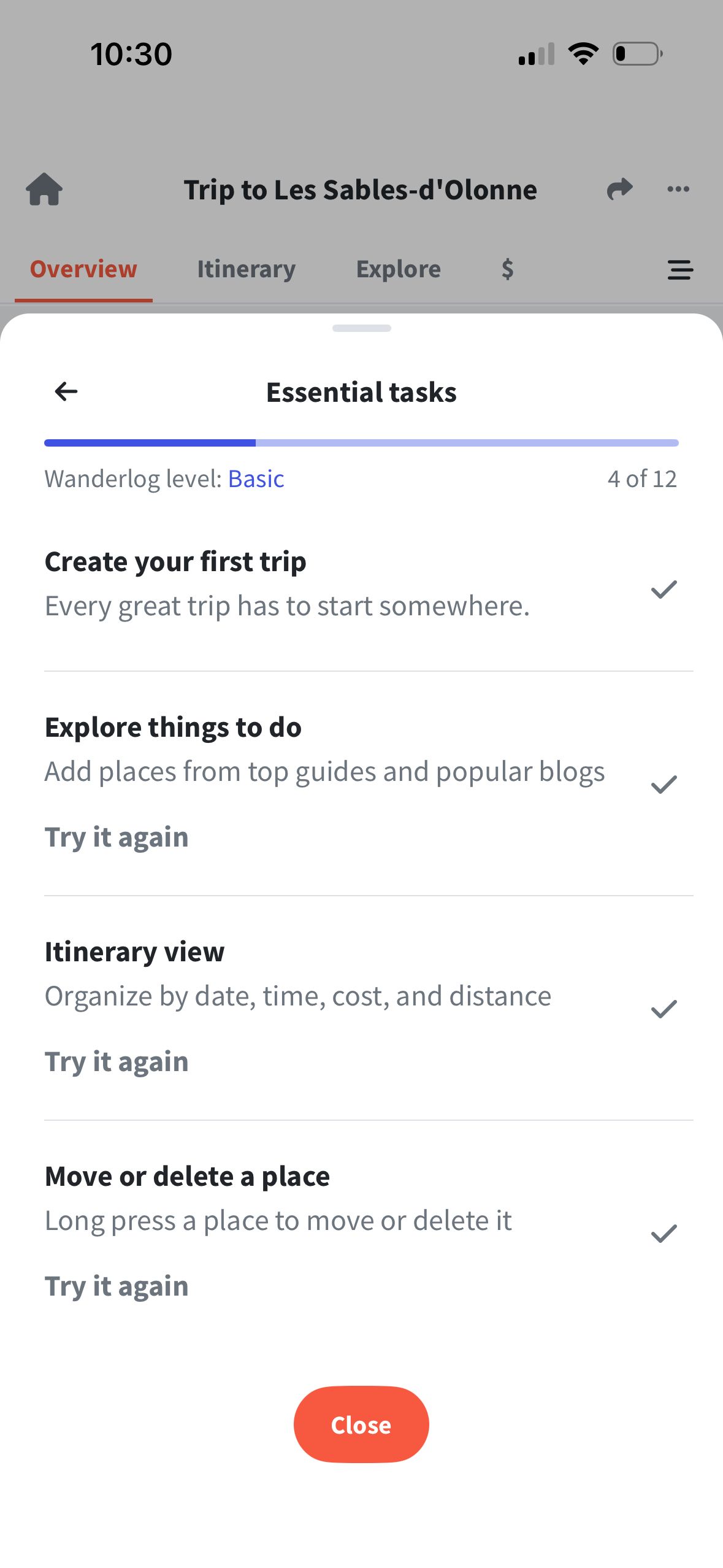 Task List (Wanderlog)