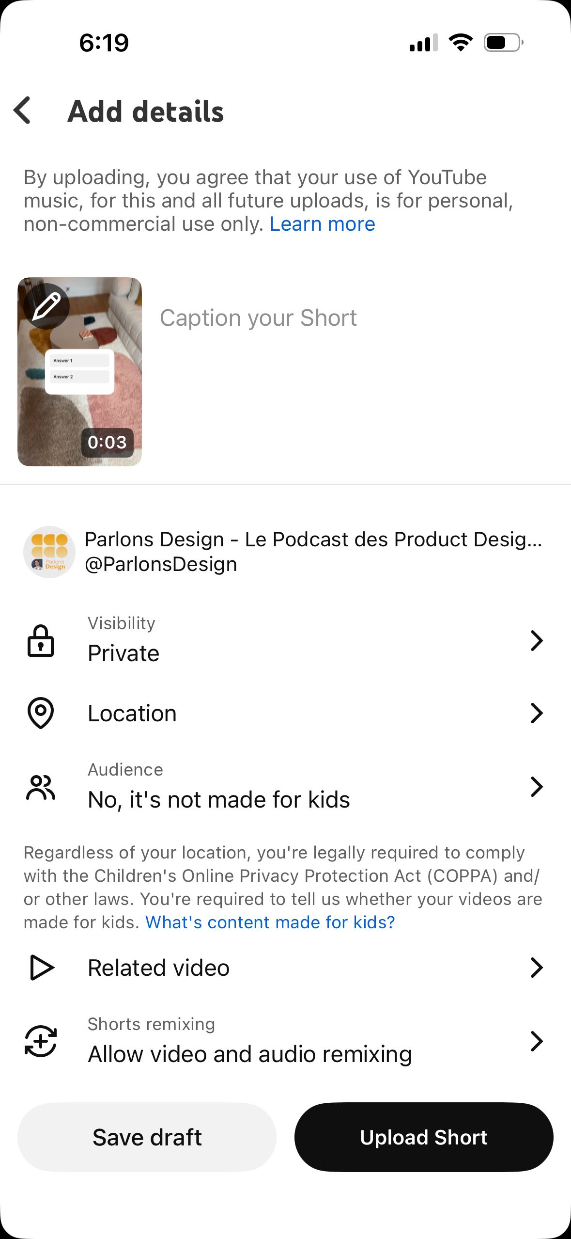 Content Upload Details