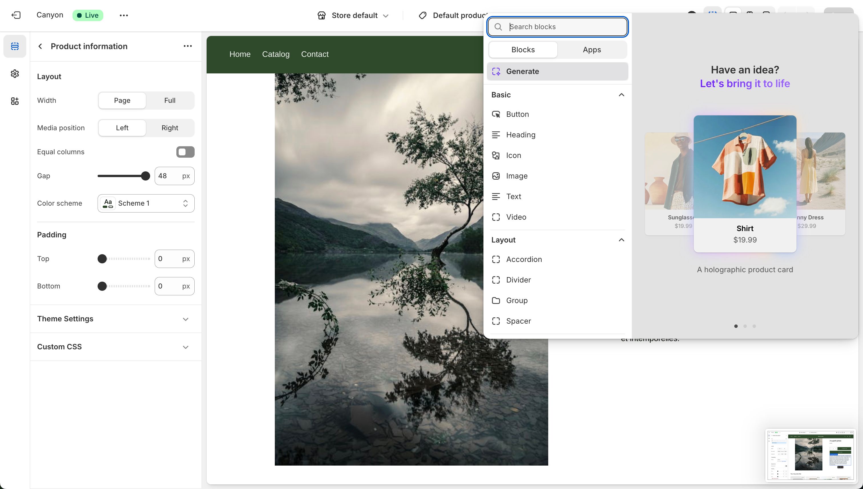 e-commerce product configuration