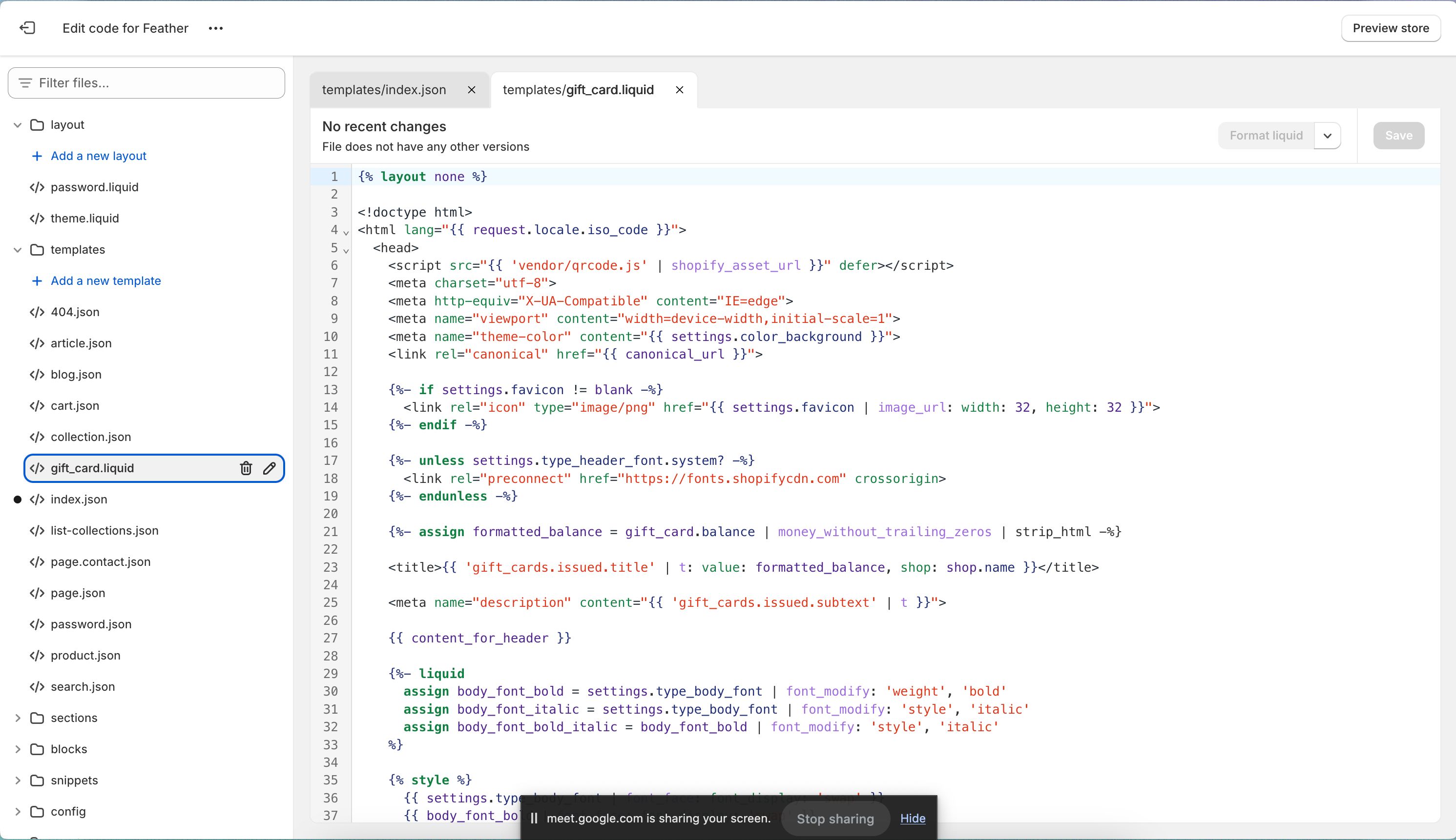 Code Editor (Shopify)