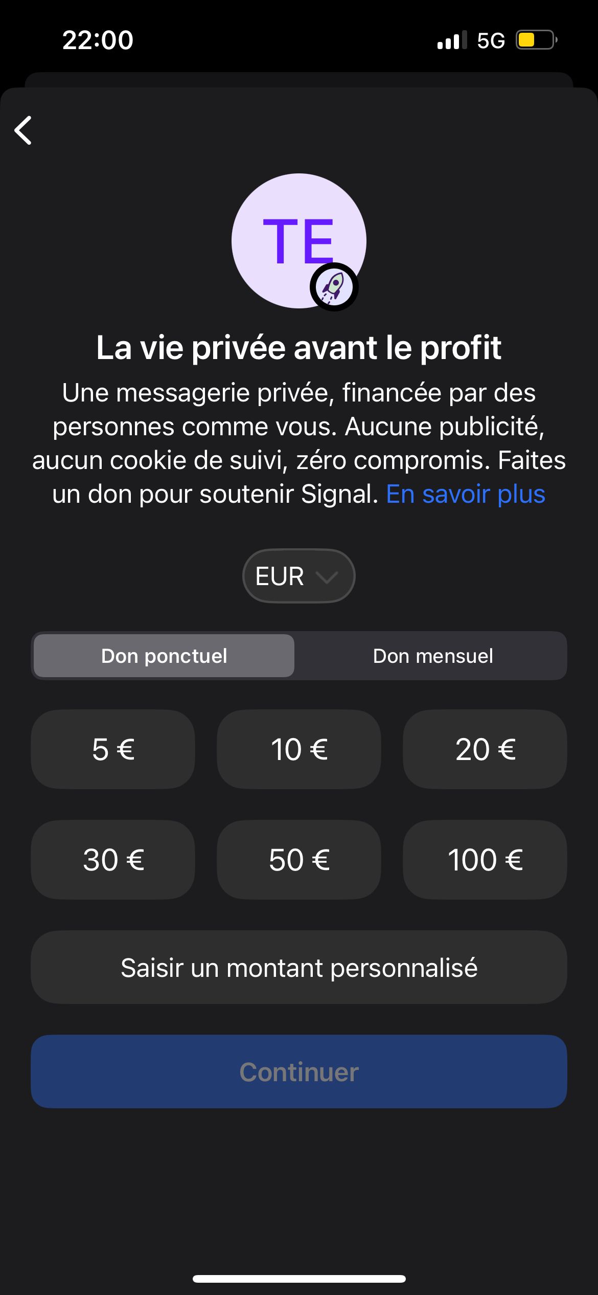 Donation/Payment (Signal)