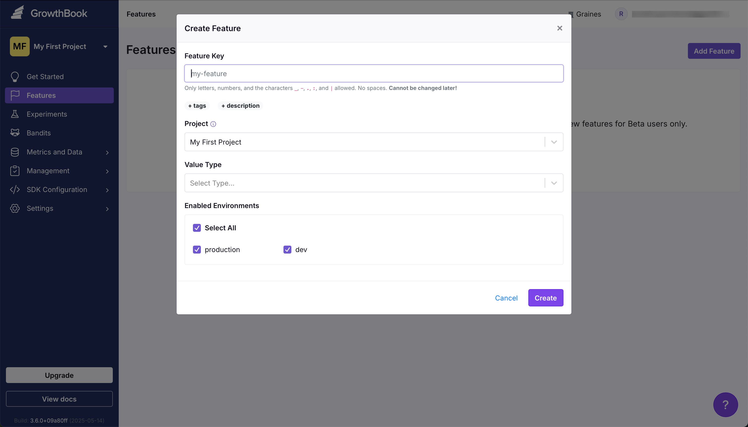 Modal (Growthbook)