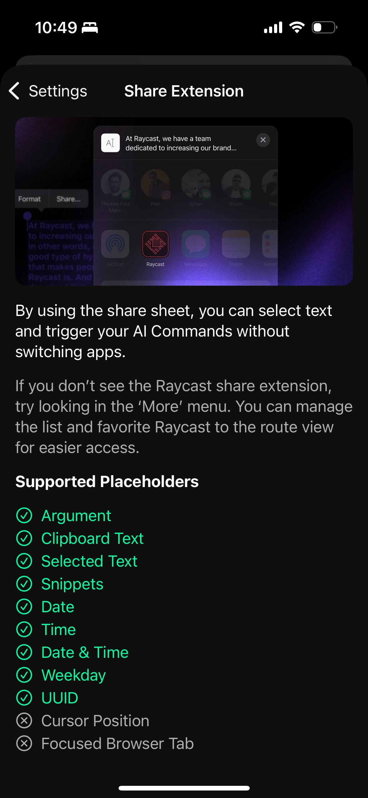 settings (Raycast)