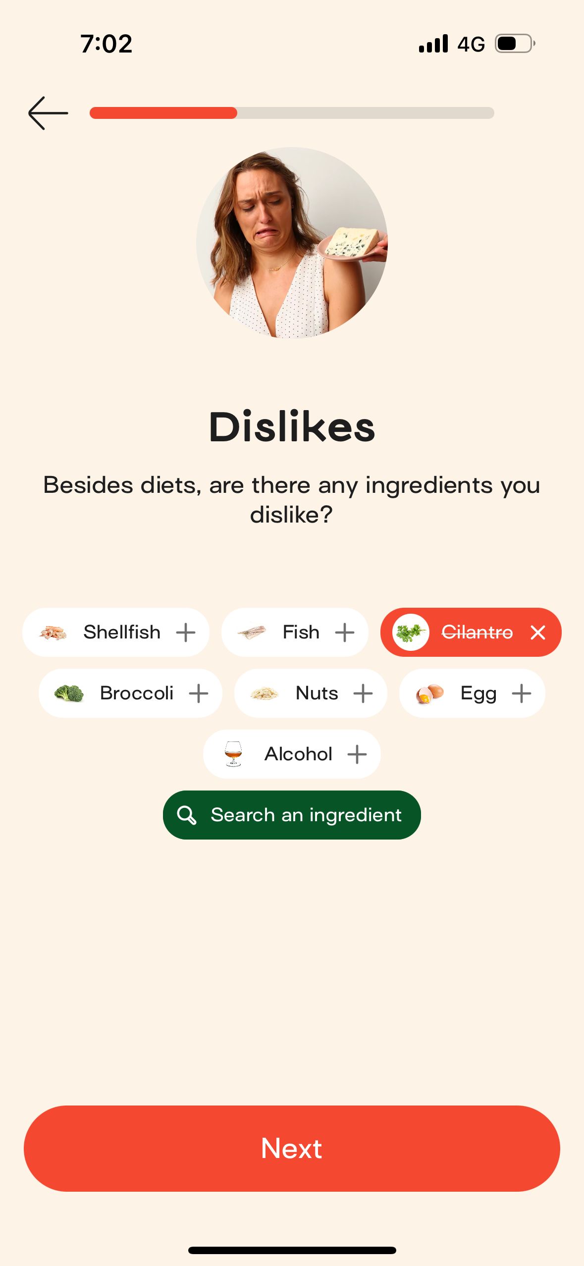 settings (Ingredient Preferences)