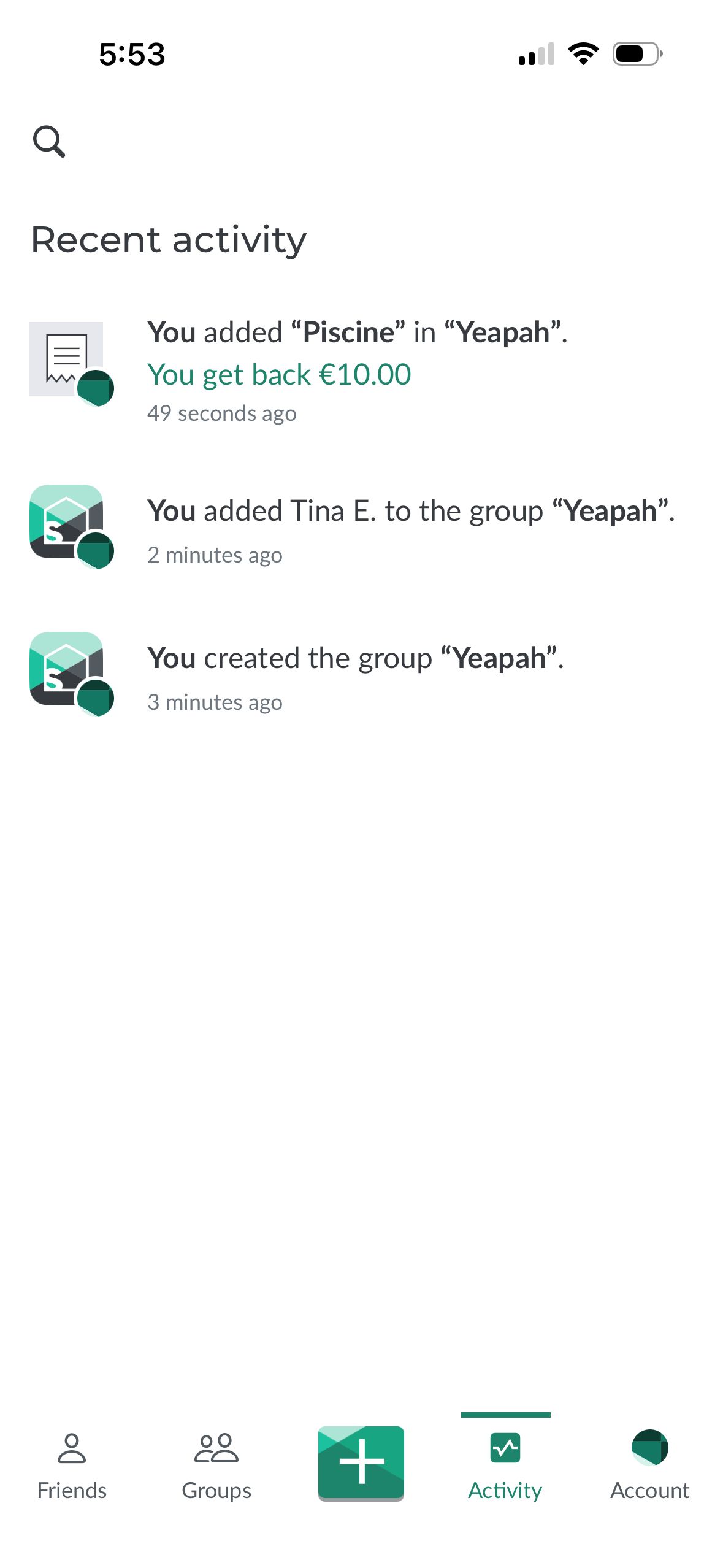 Activity Feed (Splitwise)