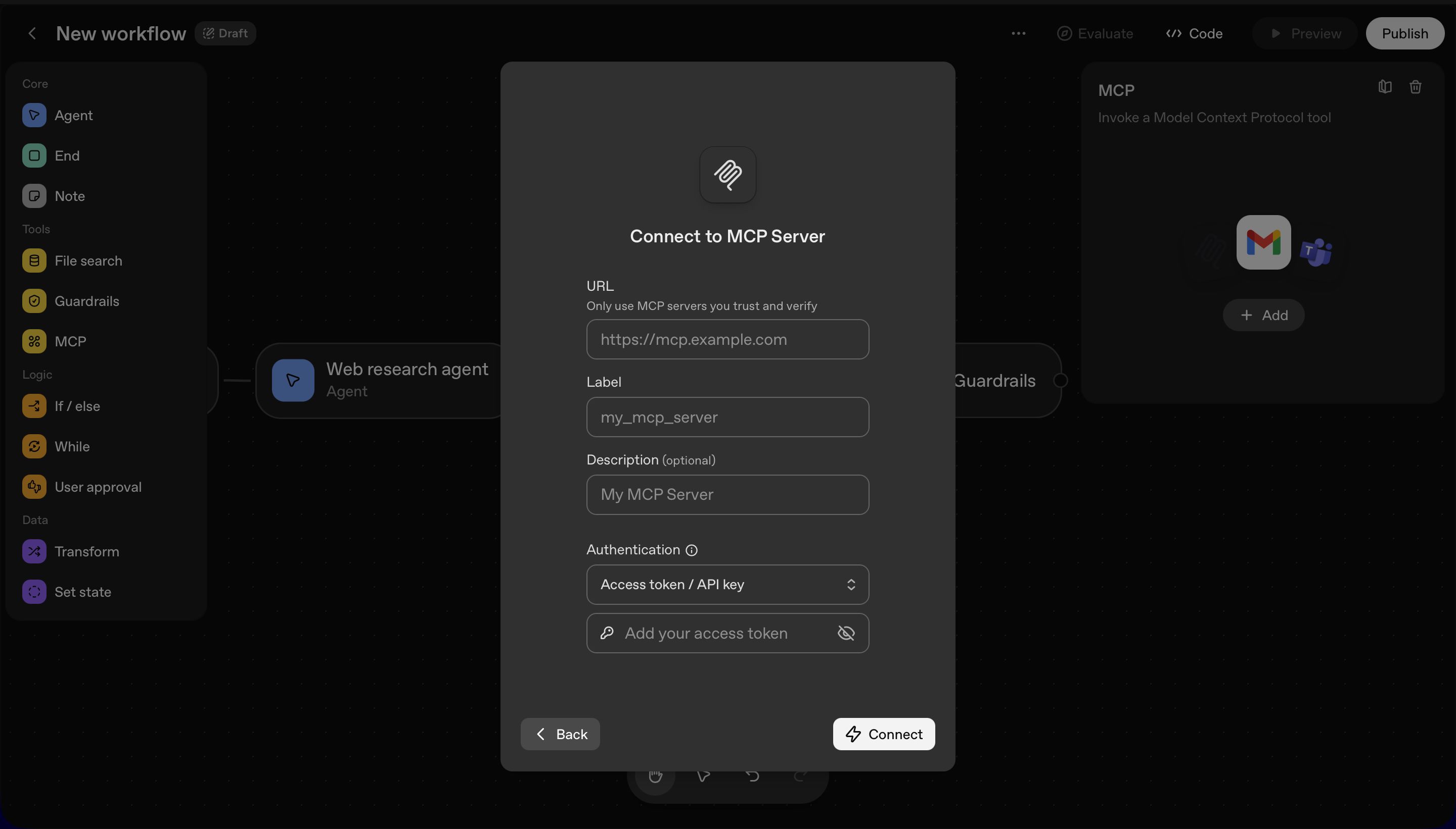 modal (OpenAI Agent Builder)