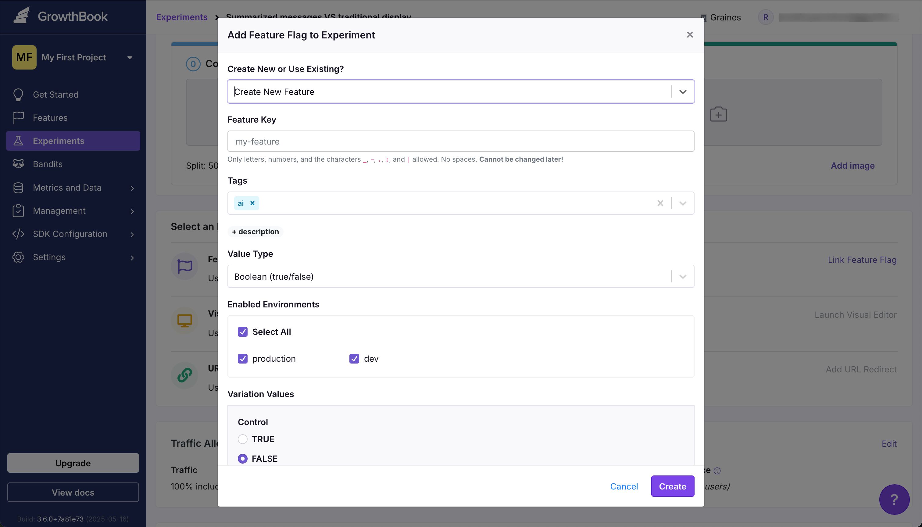 modal (Growthbook)