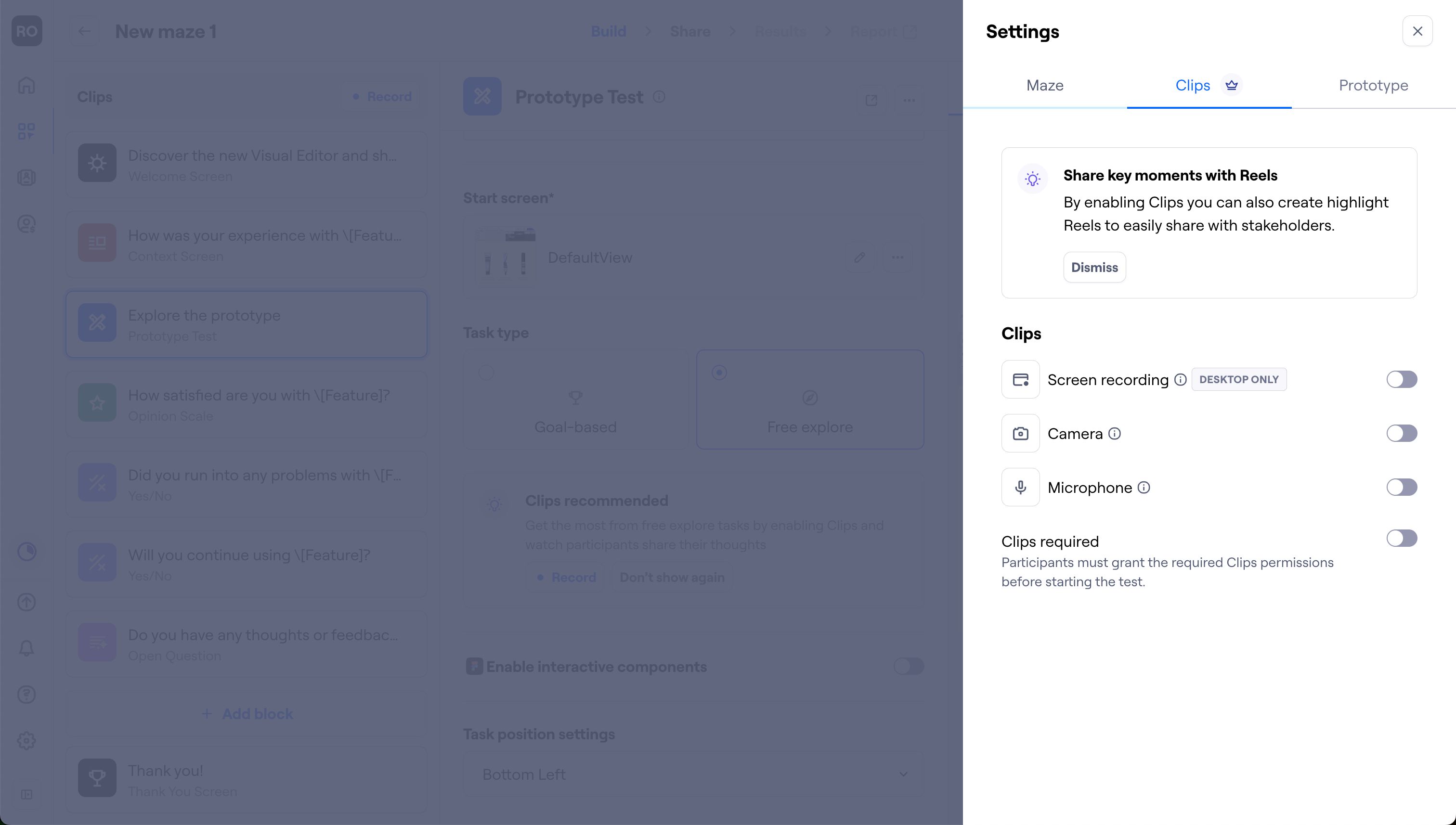 Settings Panel (Maze)