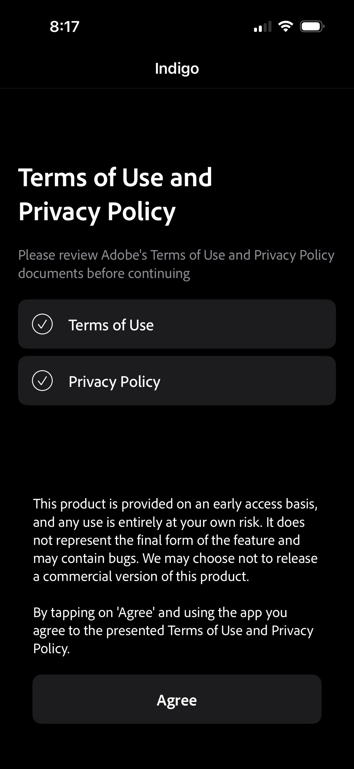 Terms of Service (Project Indigo)