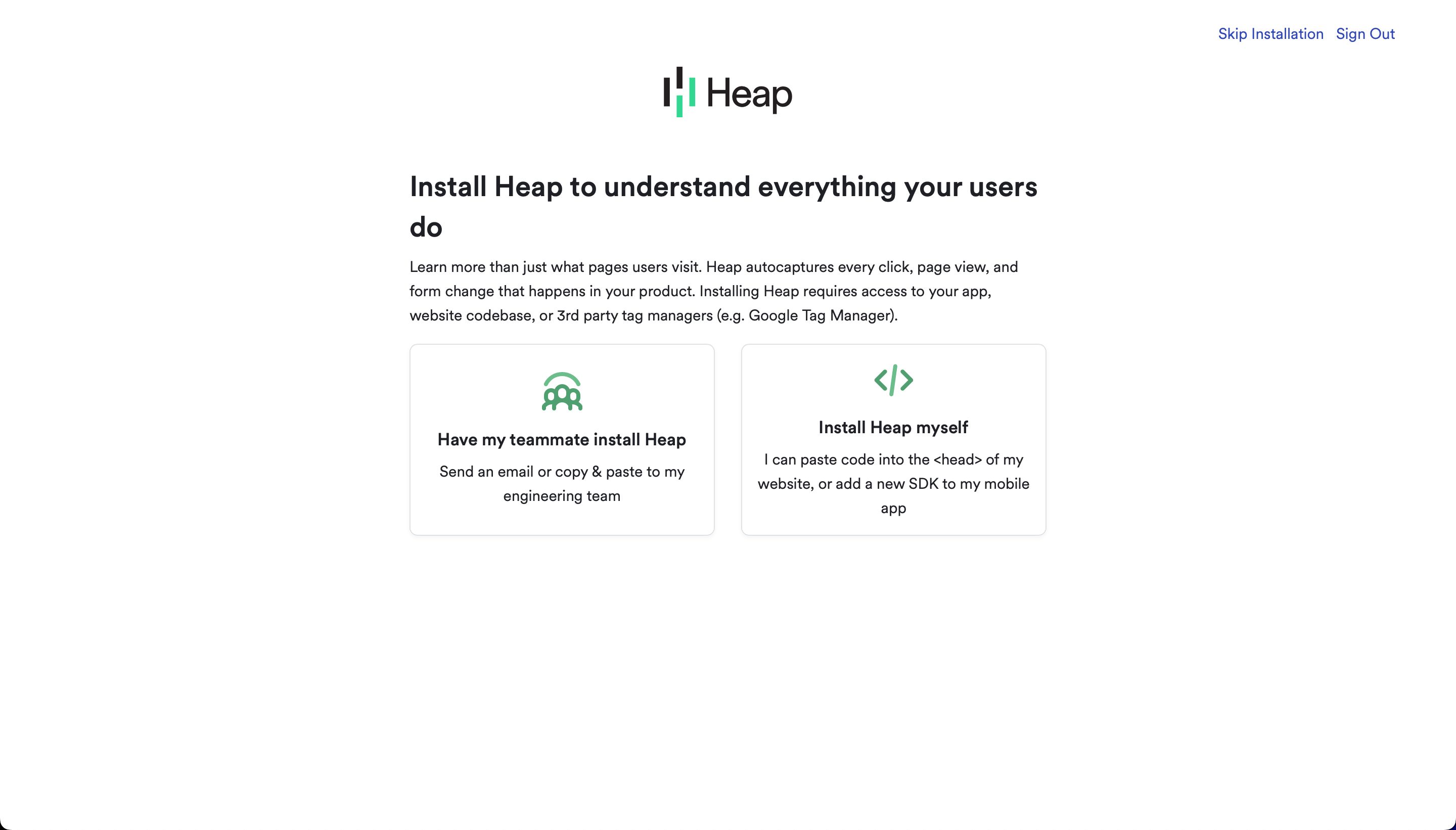 installation (Heap)