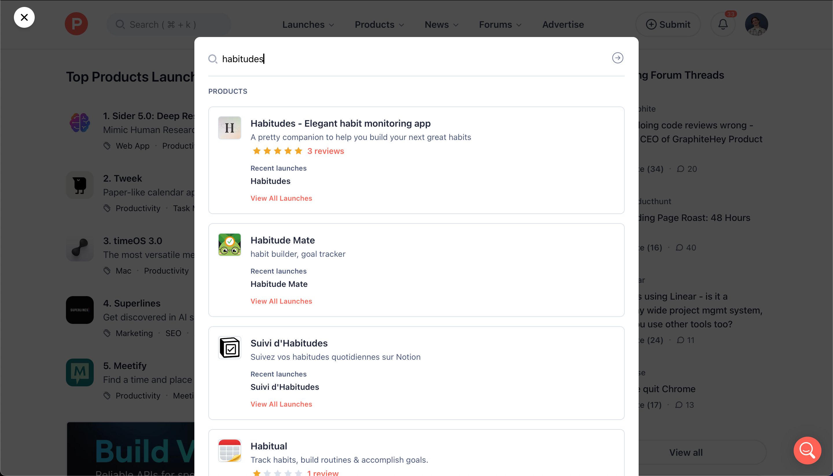 search (Product Hunt)