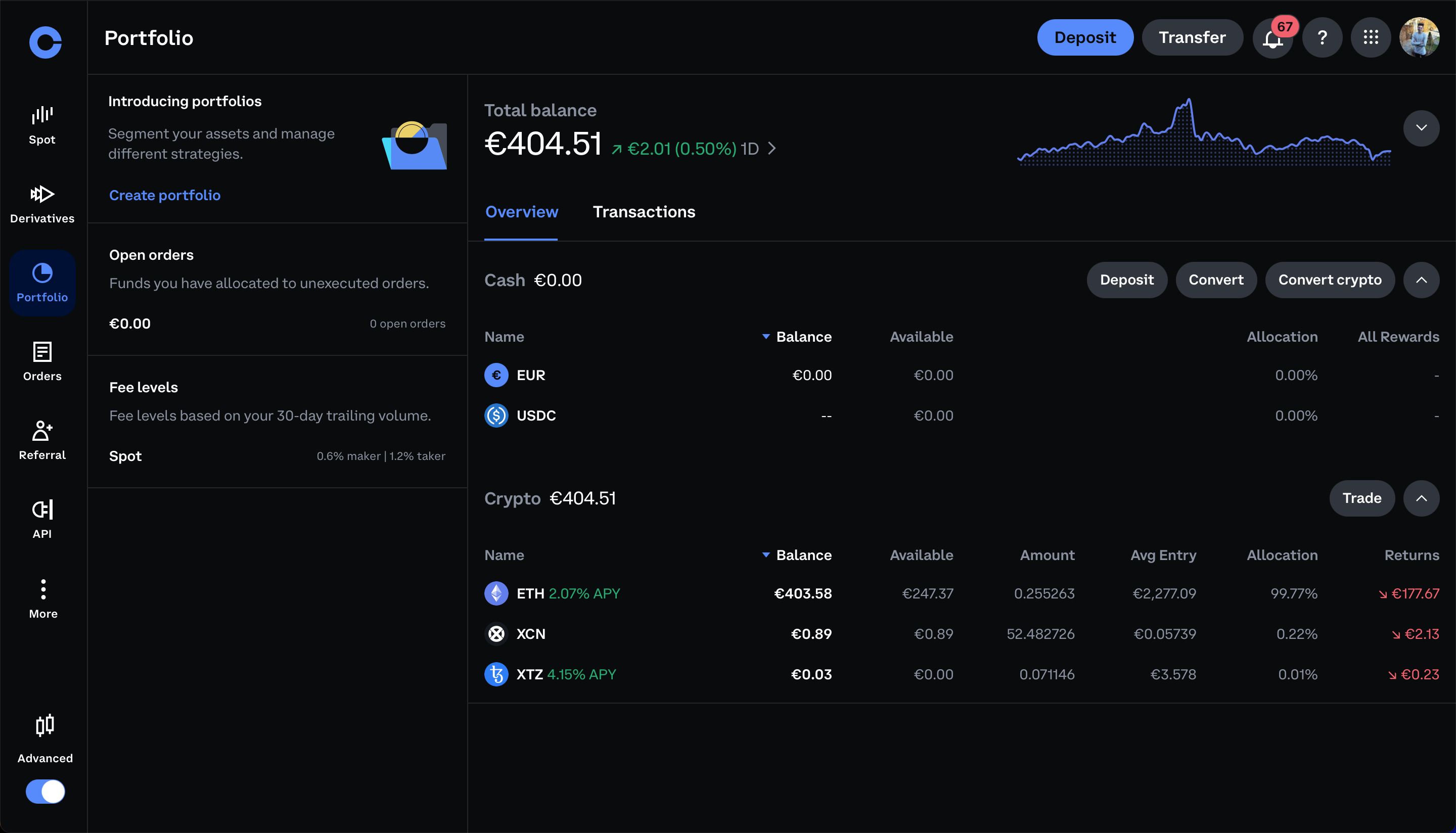 dashboard (Coinbase)