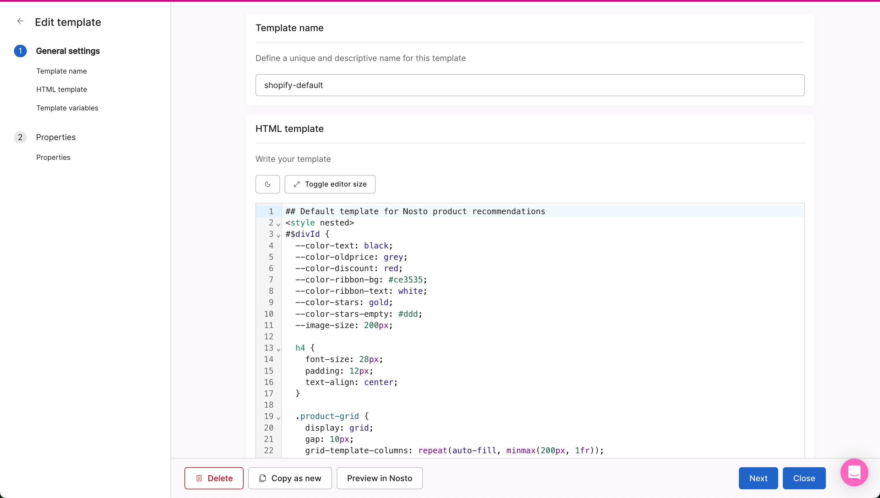 Settings / Configuration (Nosto)