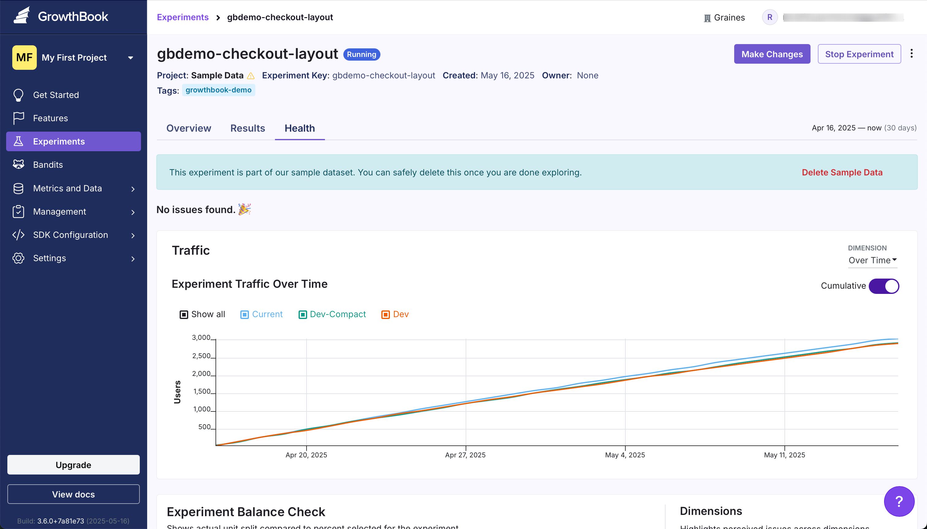 Dashboard (Growthbook)