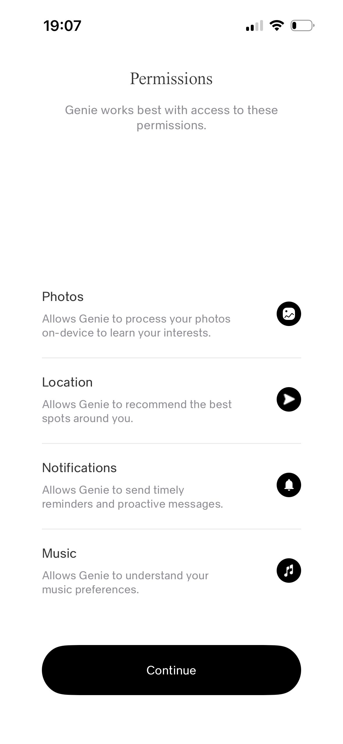 permissions request (Genie)