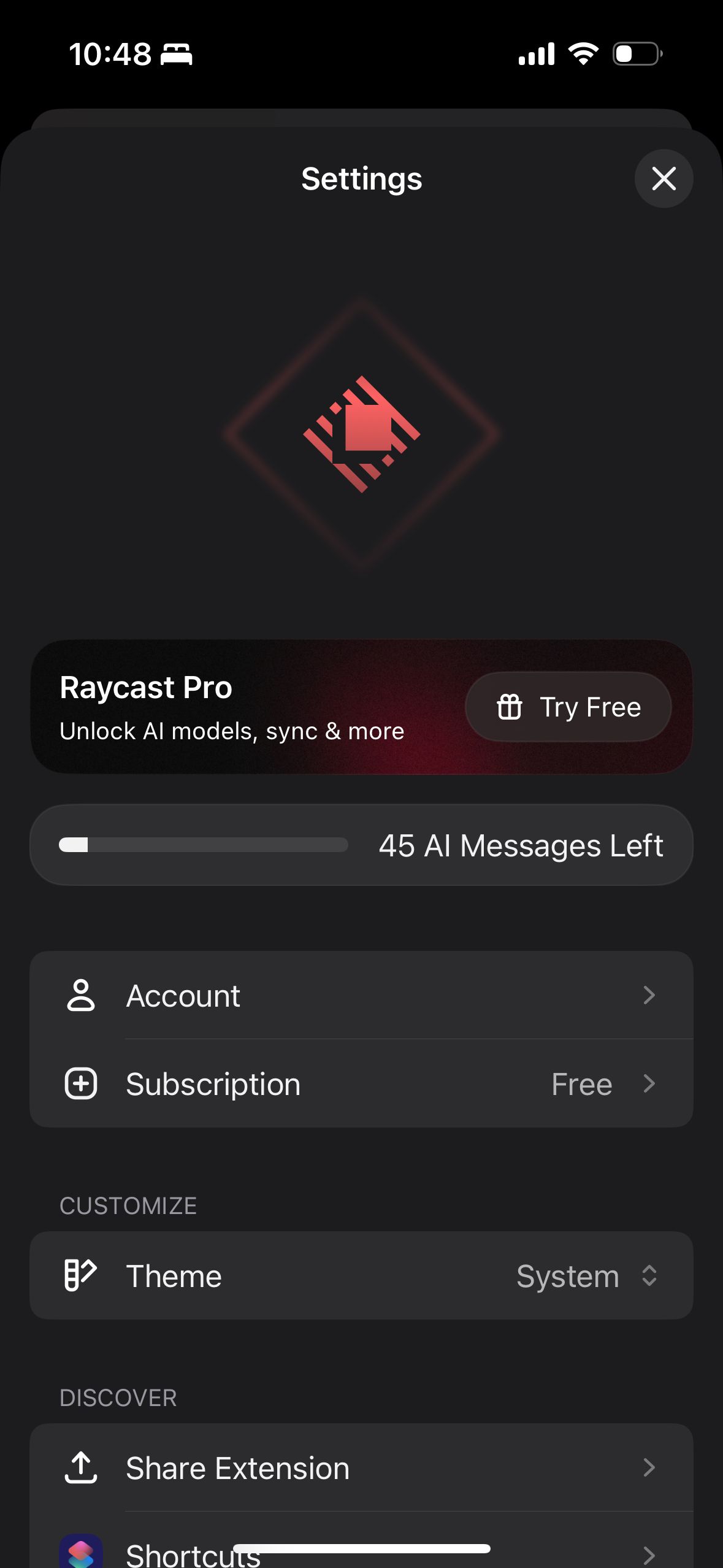 settings (Raycast)