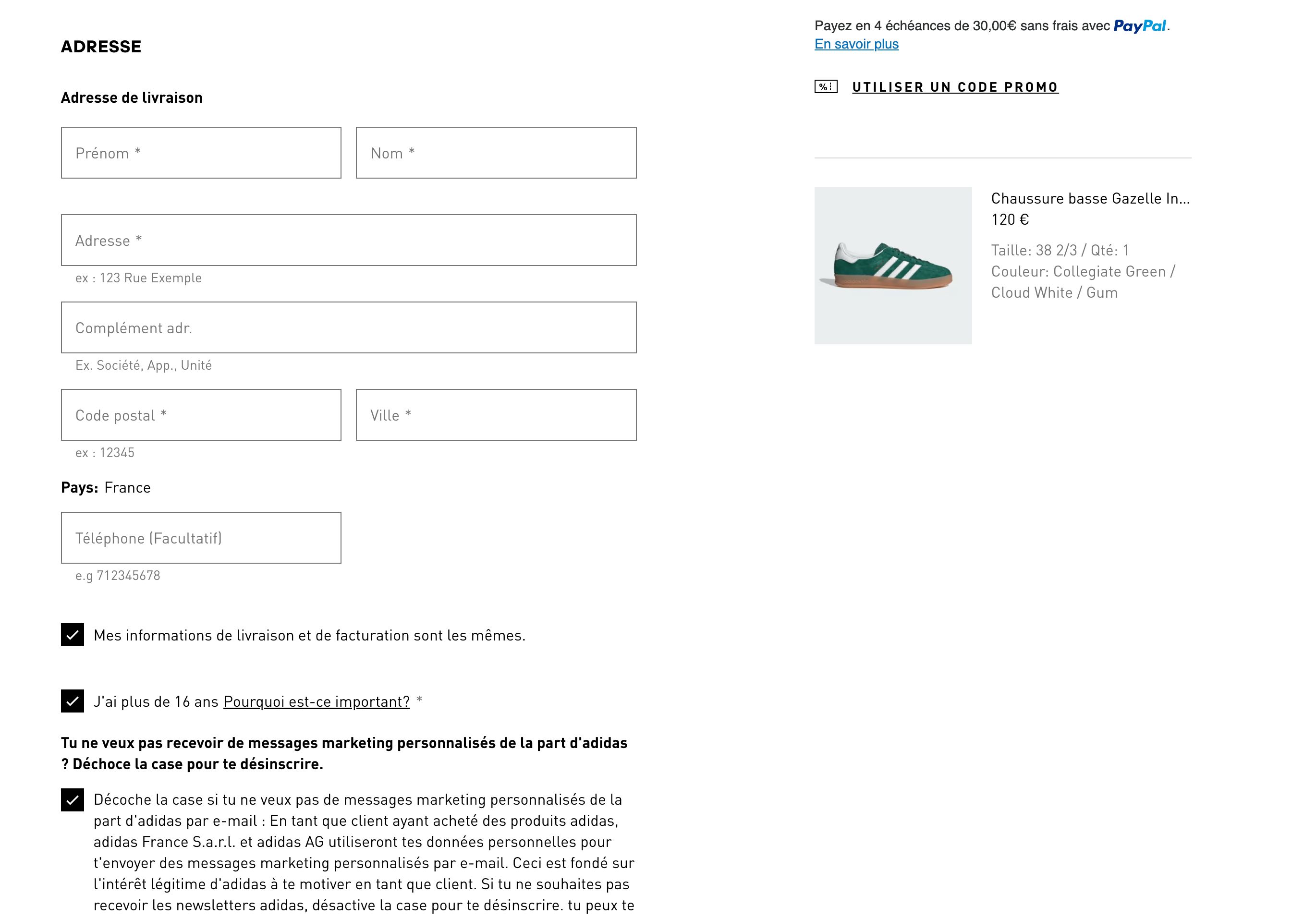 Checkout (Adidas)