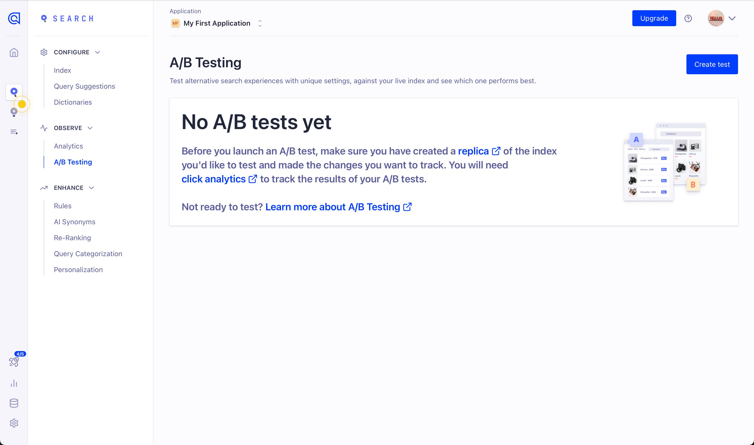 A/B Testing Dashboard (Algolia)