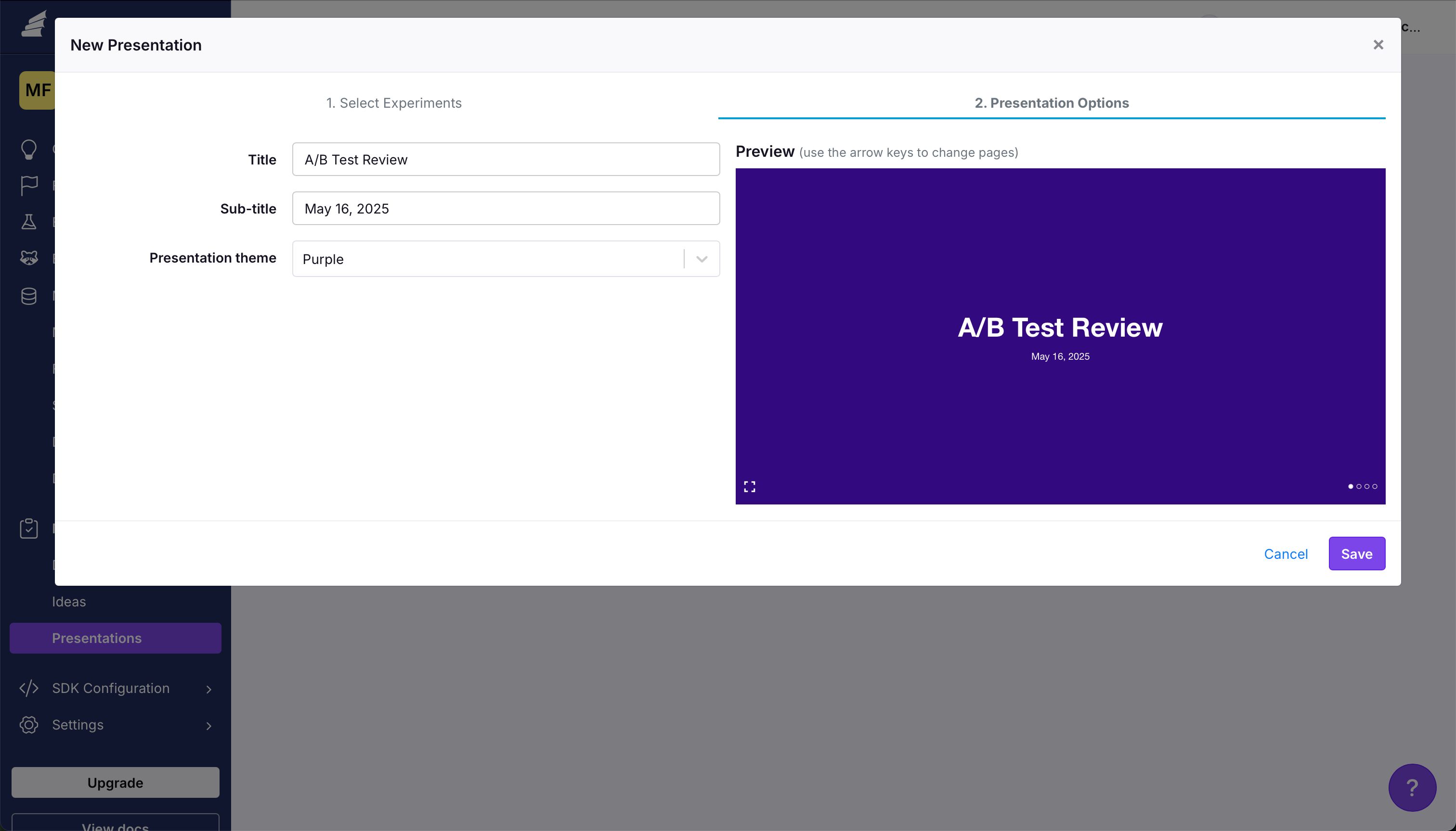 modal (Growthbook)
