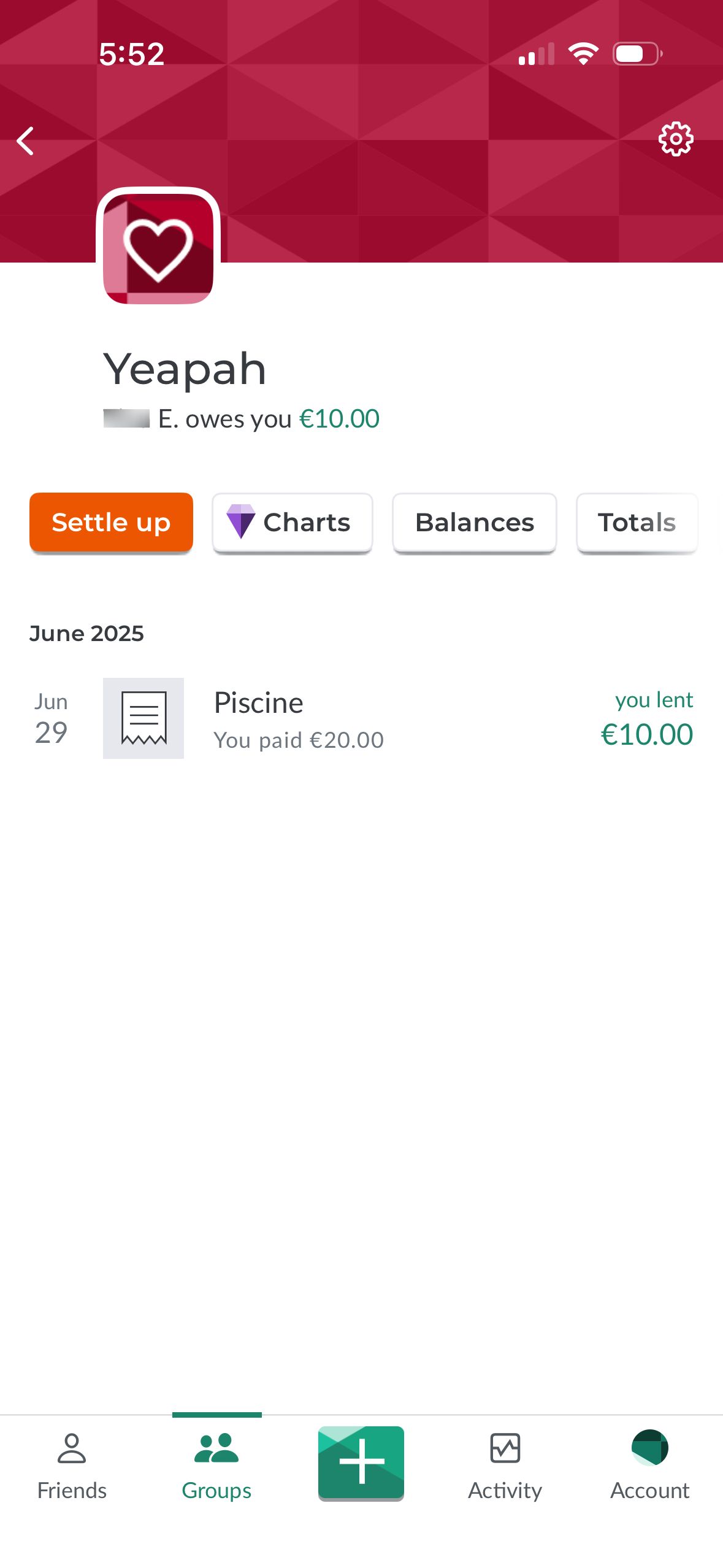 Transaction History (Splitwise)