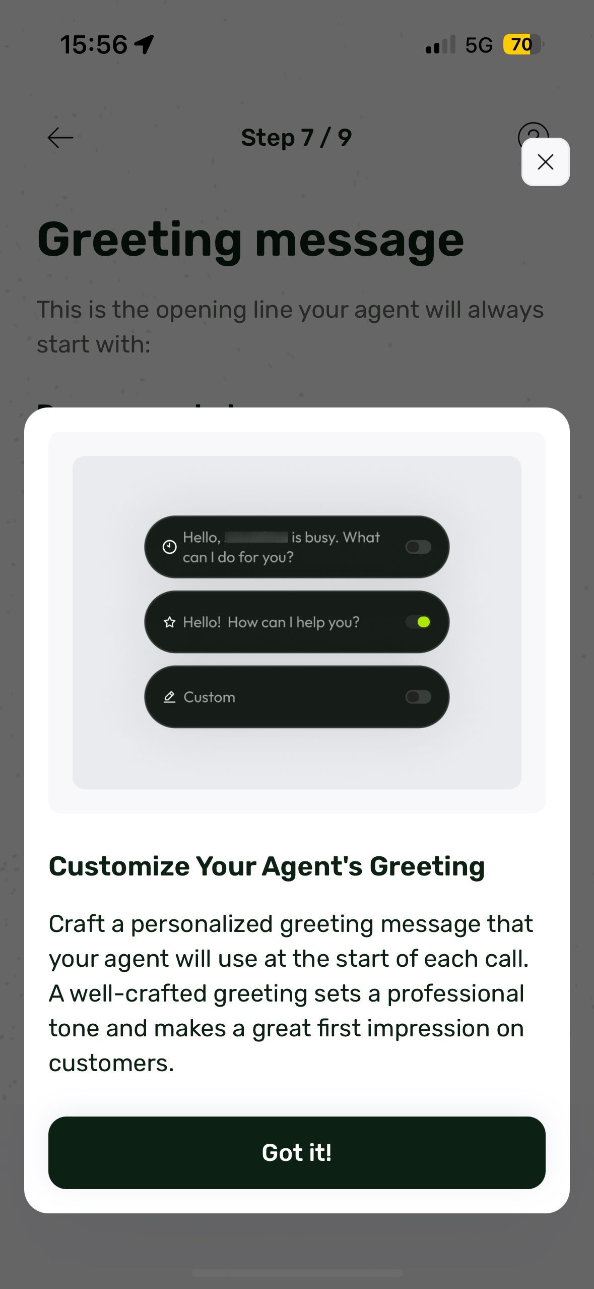 settings (Agent Greeting Customizer)