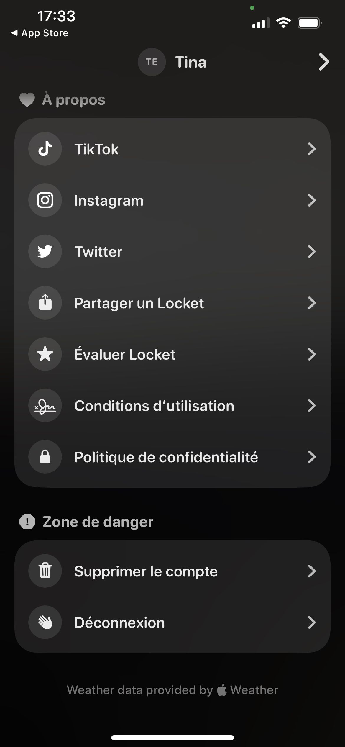 settings (Locket)