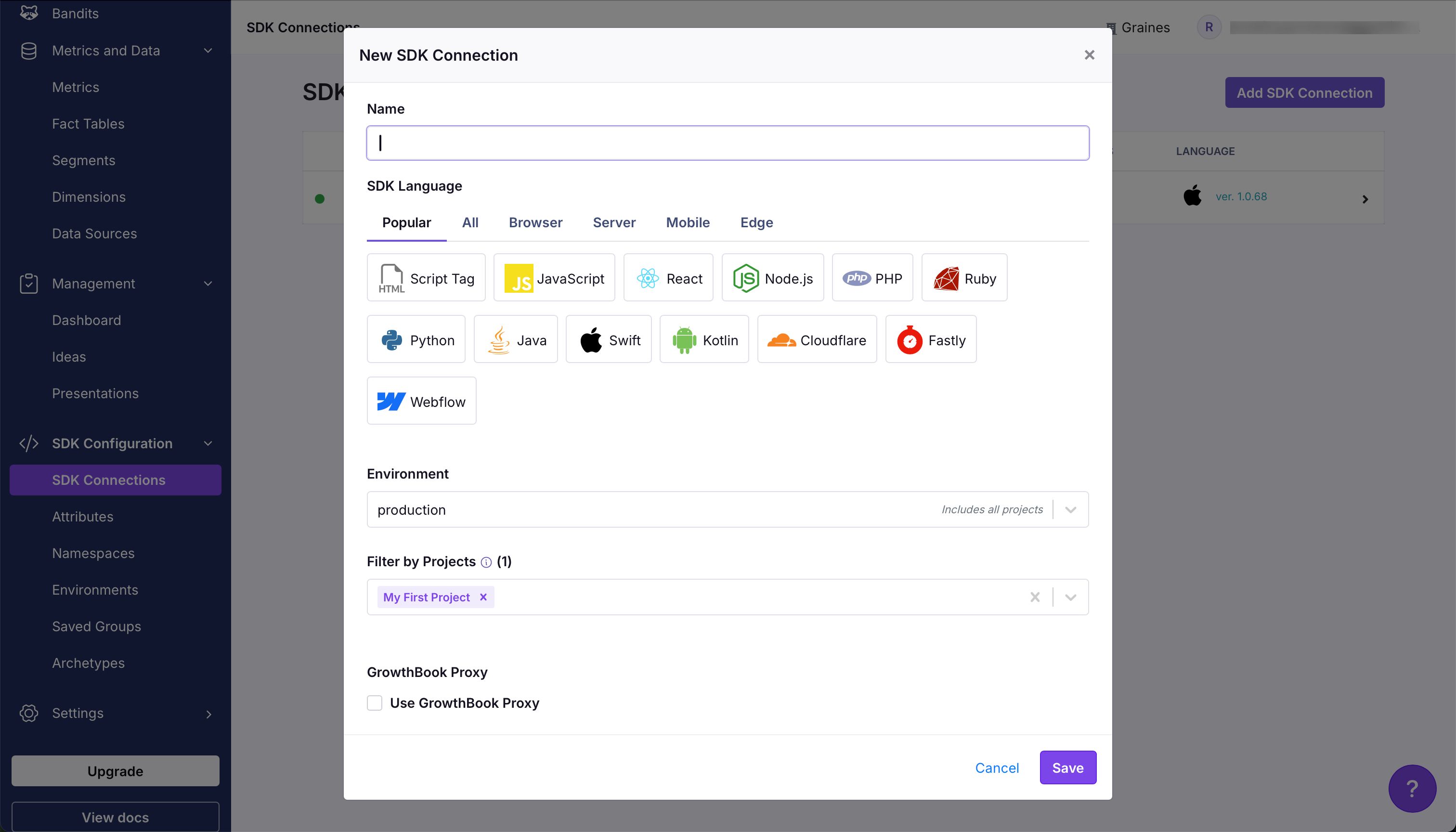 modal (Growthbook)