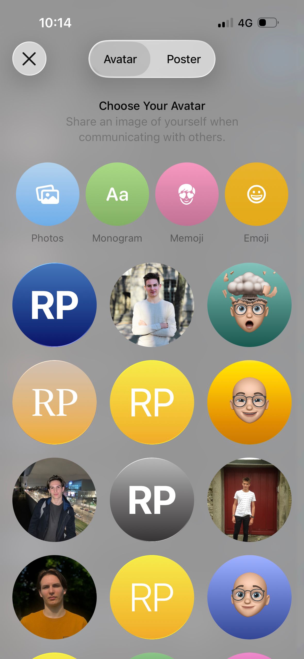 avatar selection (Phone iOS26)