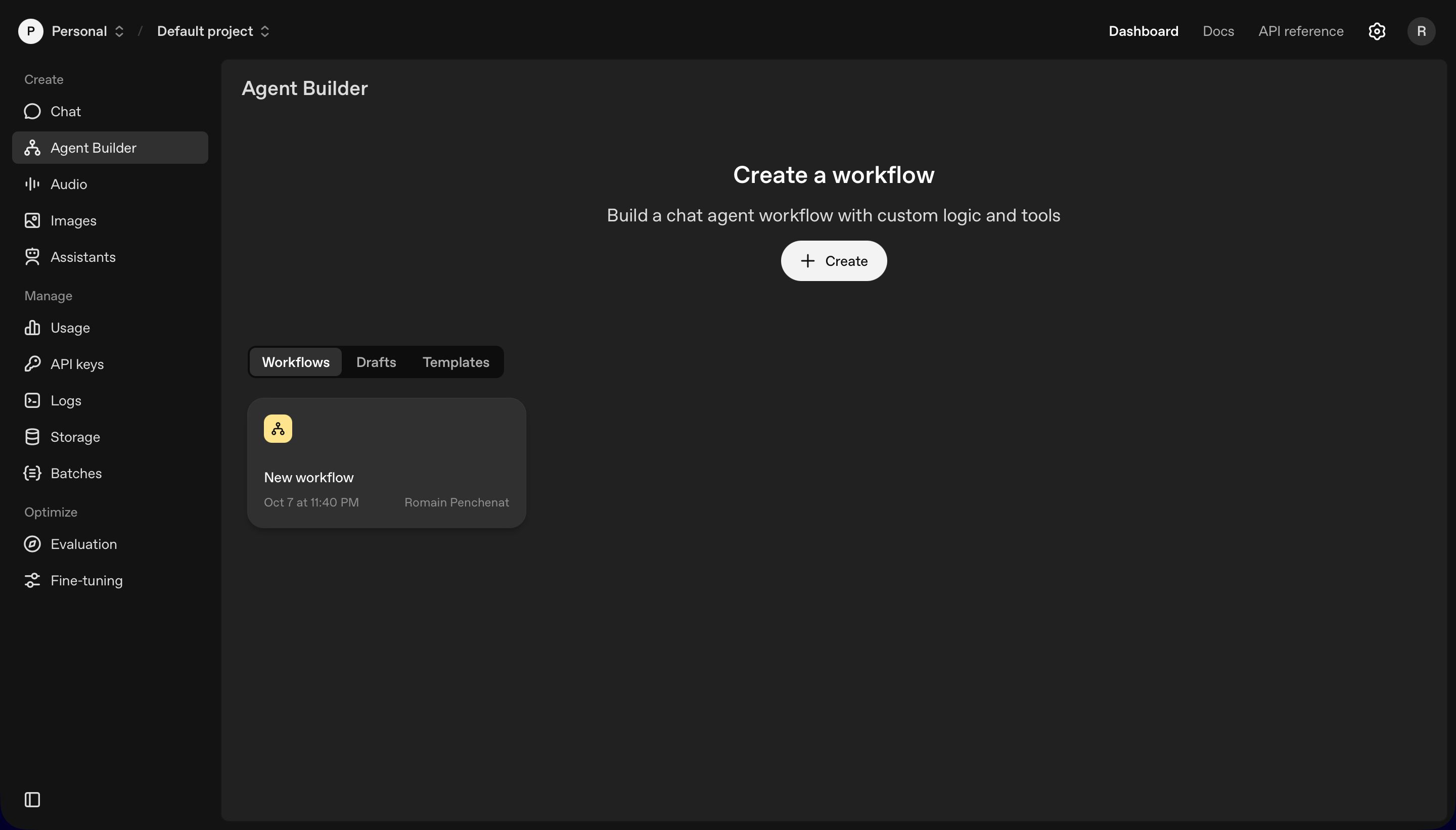workflow creation (OpenAI Agent Builder)