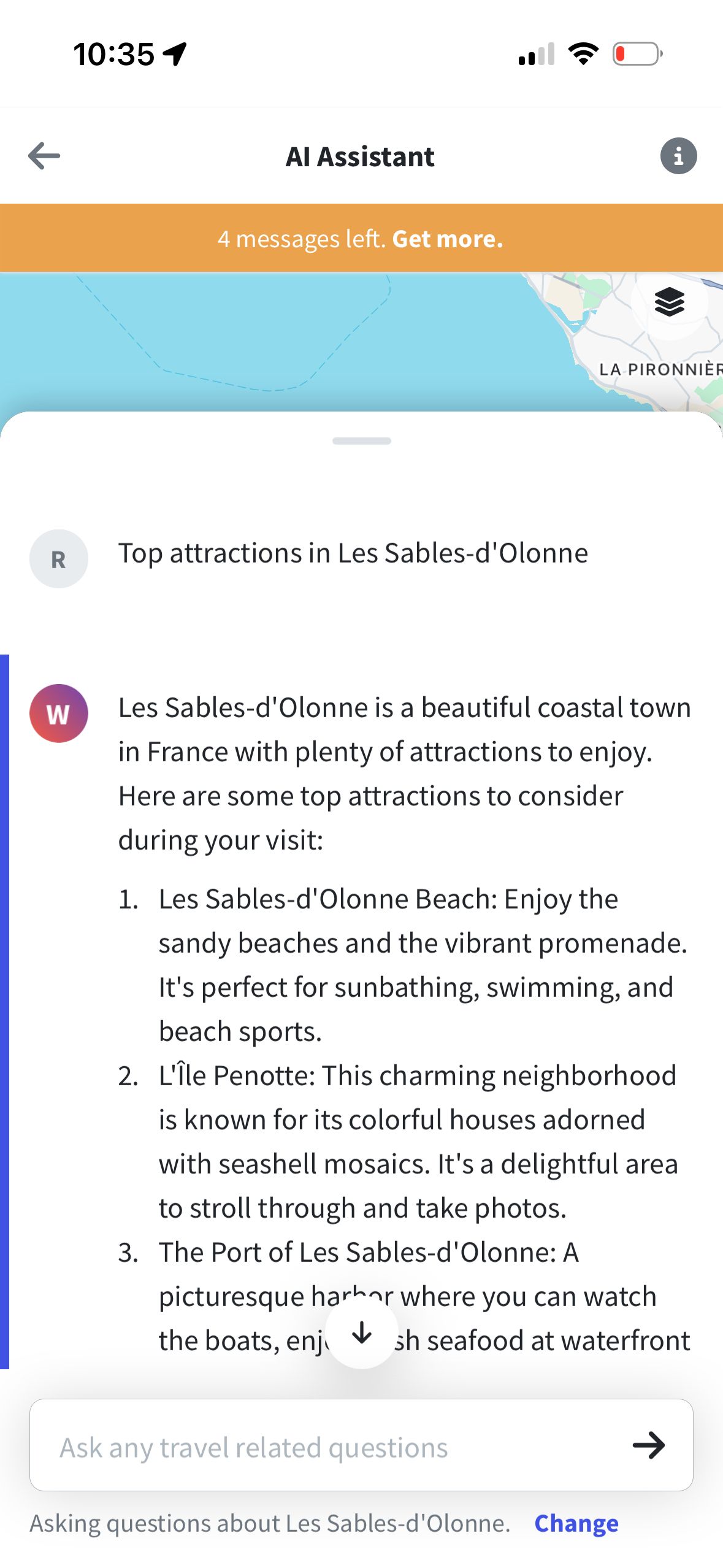 Chat Interface (Wanderlog)