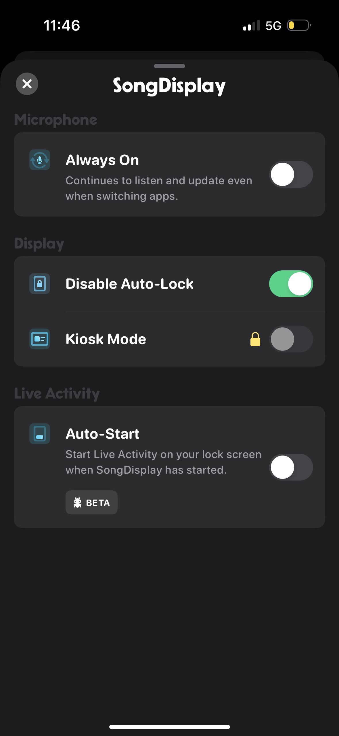 settings (SongDisplay)