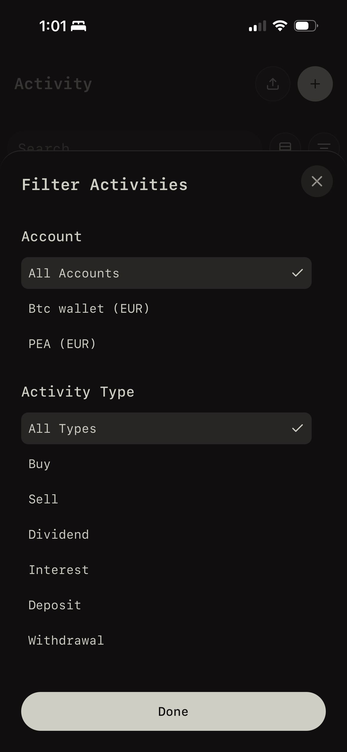 filter (Wealthfolio)