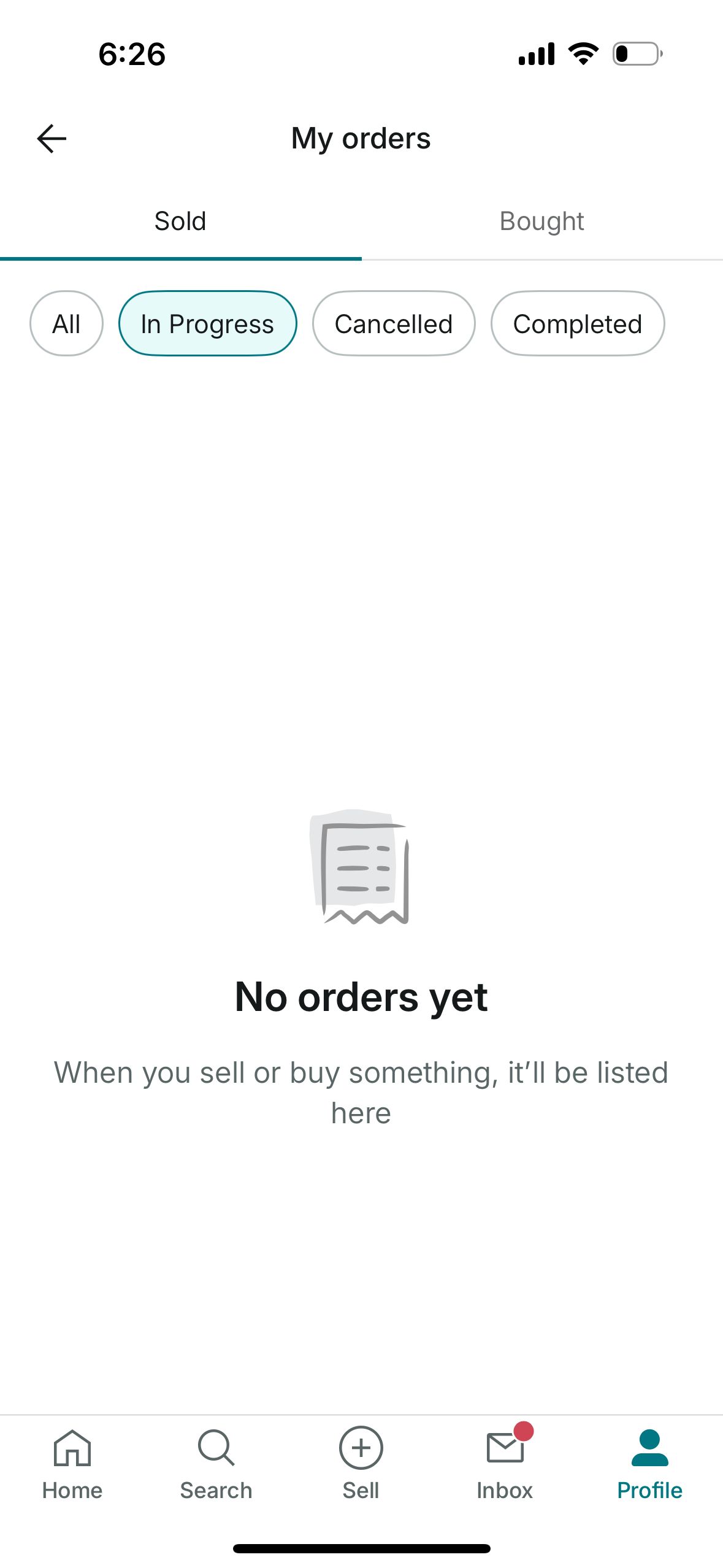 Empty state (Vinted)