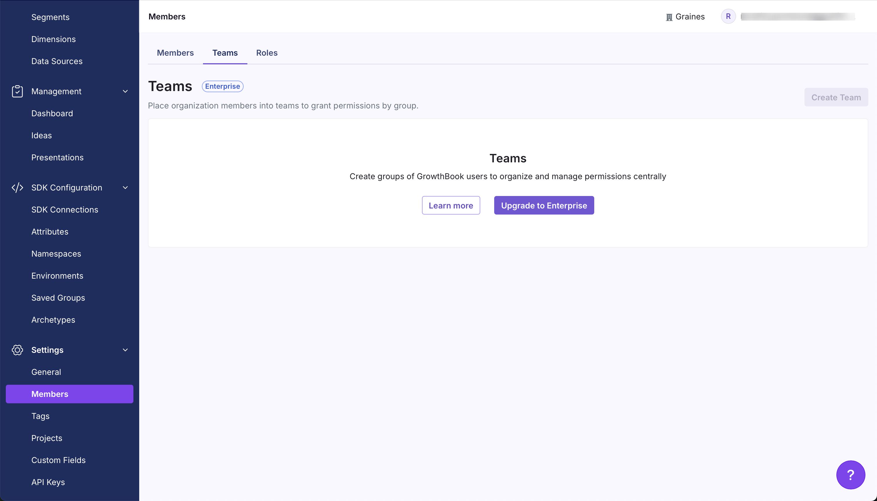 settings (Growthbook)
