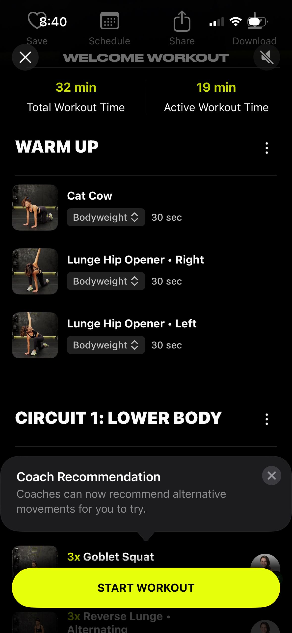 Workout Plan Screen (Ladder)