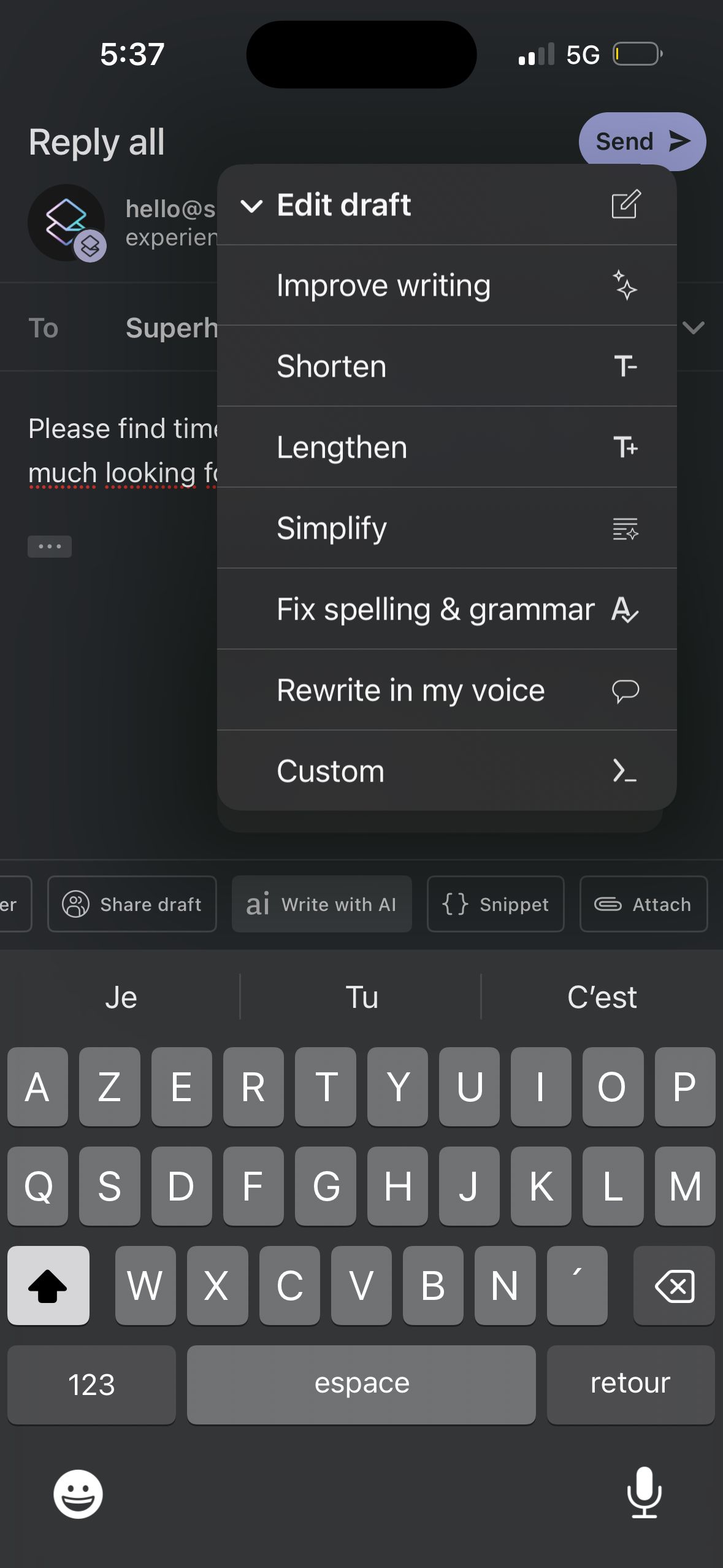 Dropdown Menu (Superhuman)